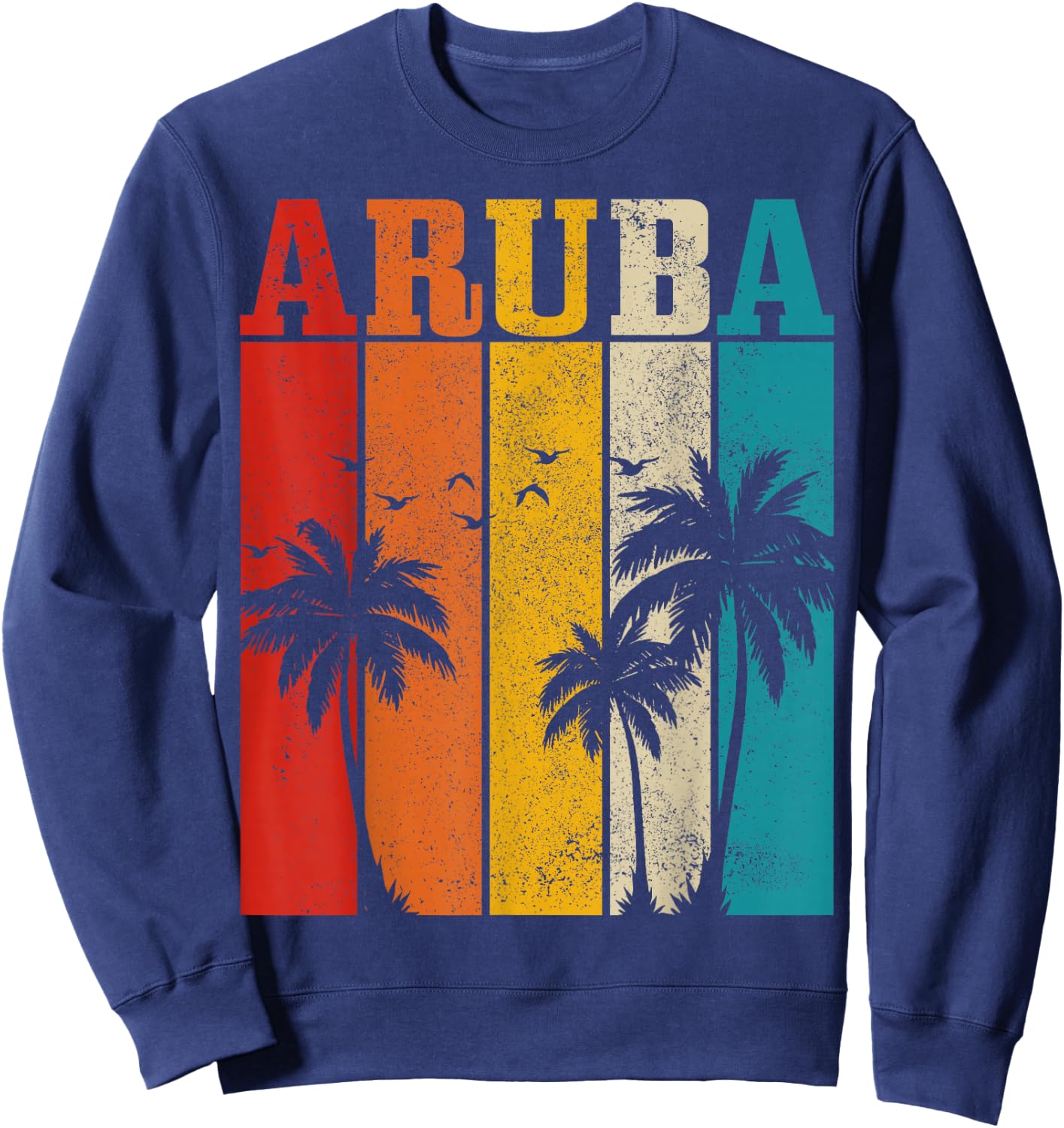 Aruba Vintage Surfer Palm Tree Souvenir Sweatshirt - Sweatshirt | Navy