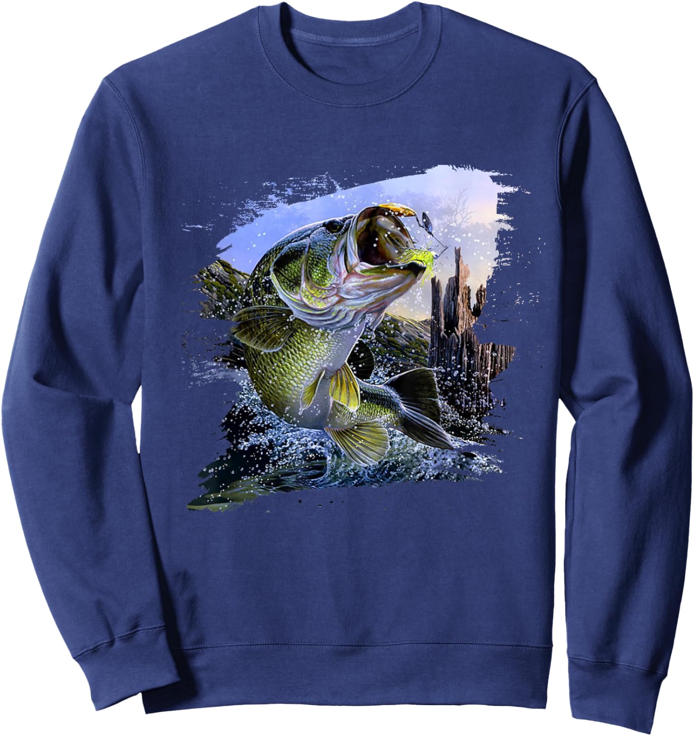 Largemouth Bass Fishing Cool Fish Hunting Lovers Sweatshirt - Sweatshirt | Navy