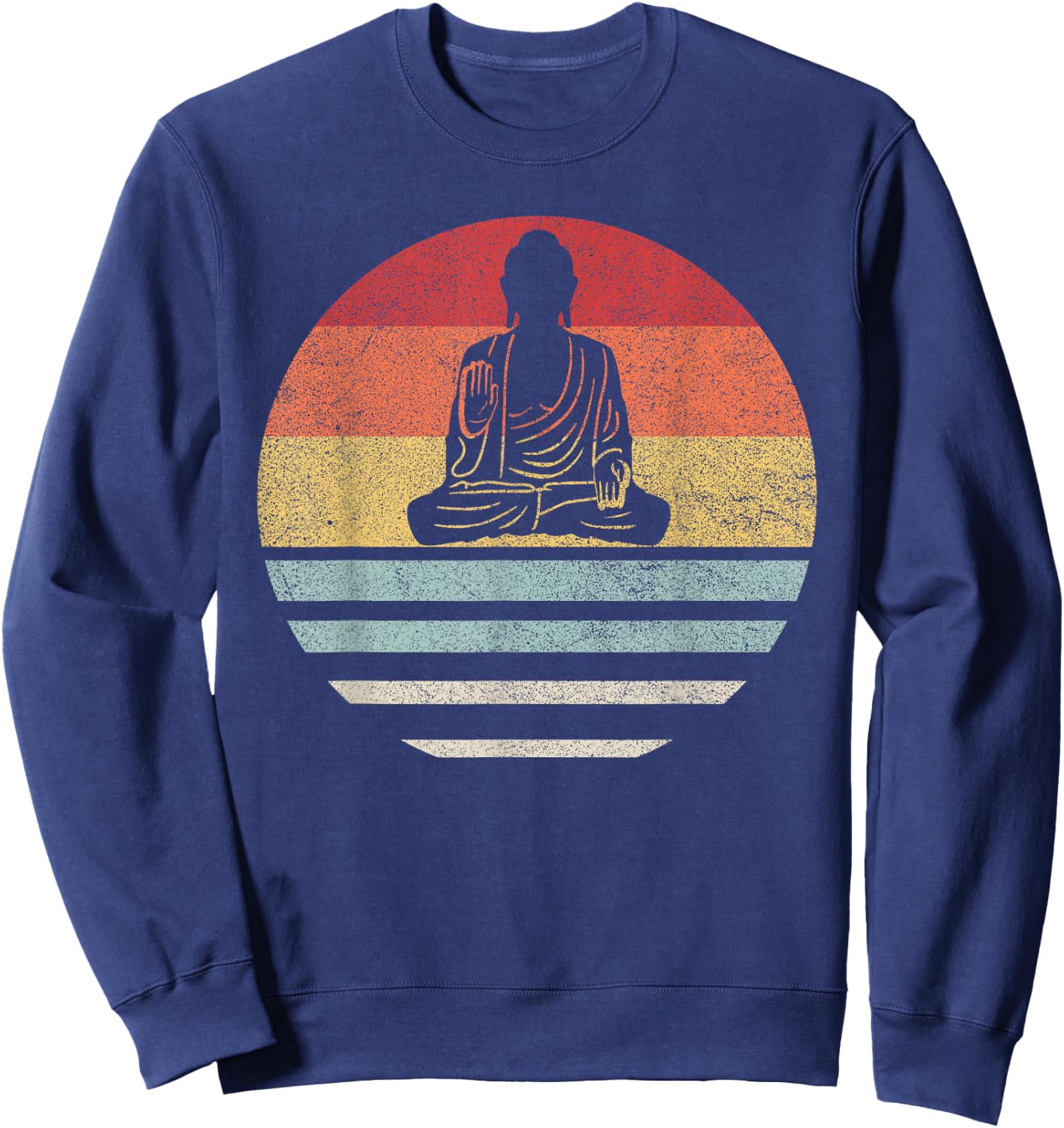 Vintage Retro Buddha Ying and Yang Zen Yoga Sweatshirt - Sweatshirt | Navy