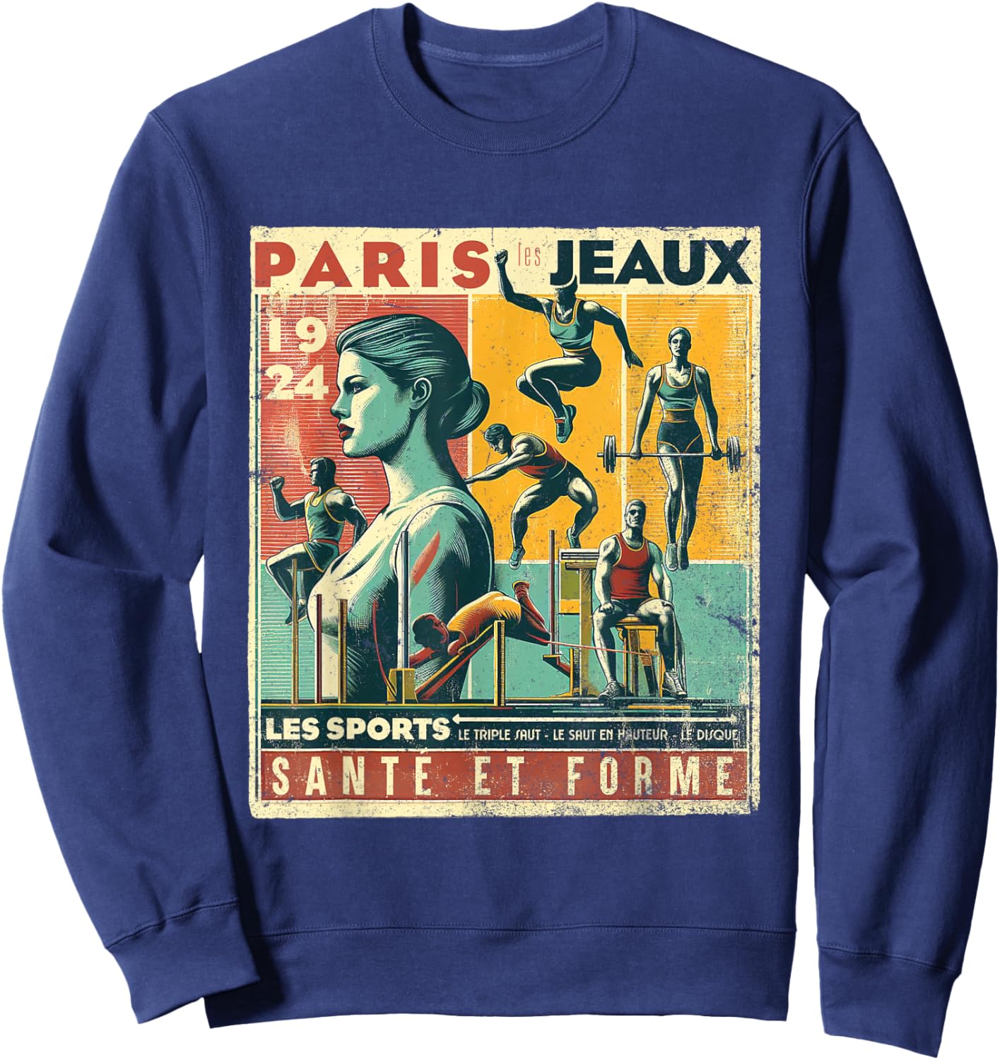 Paris Vintage The Games 1924 Health And Fitness Sweatshirt - Sweatshirt | Navy
