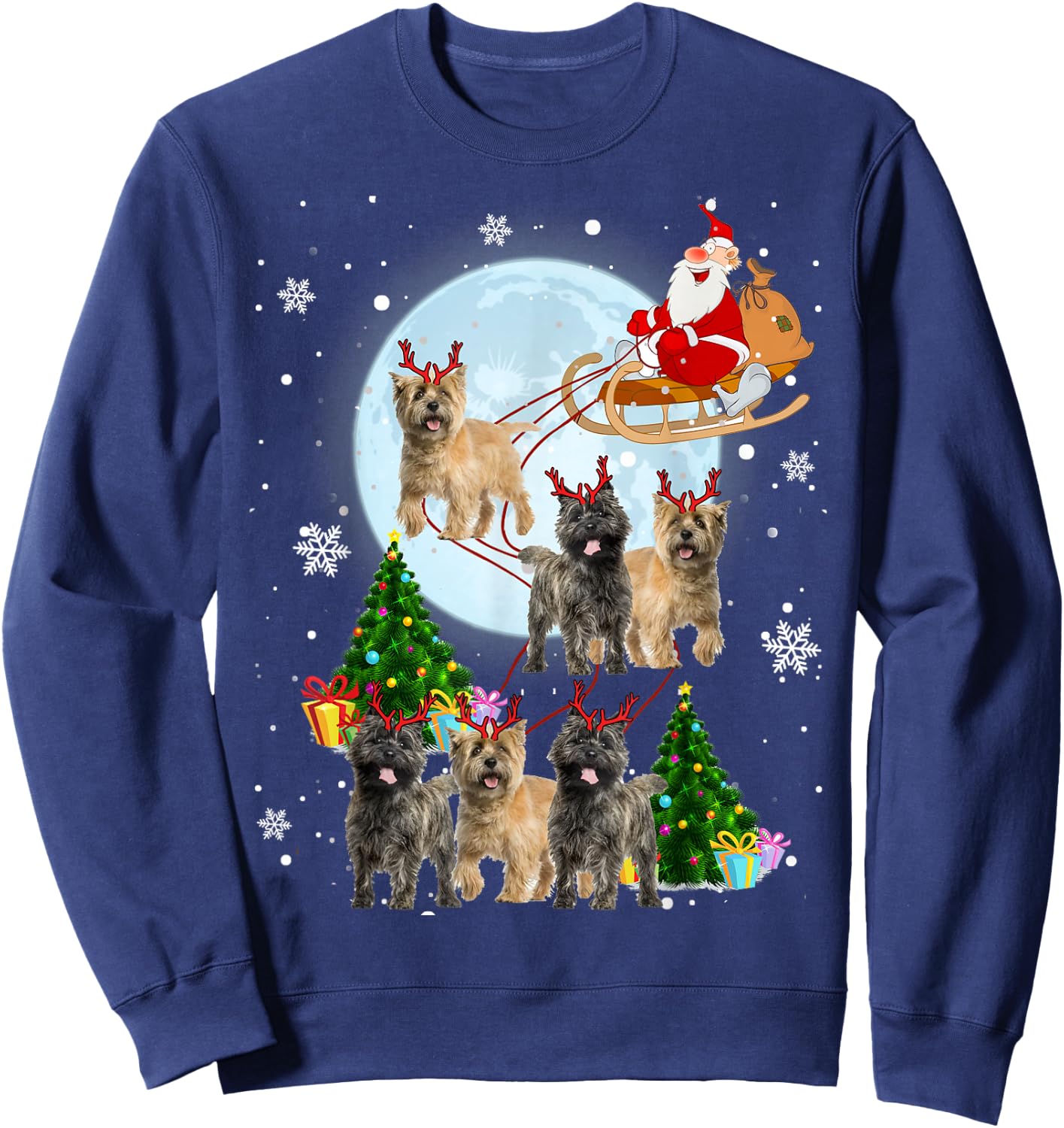 Cairn Terrier Reindeer Christmas Cairn Terrier Lover Gifts Sweatshirt - Sweatshirt | Navy