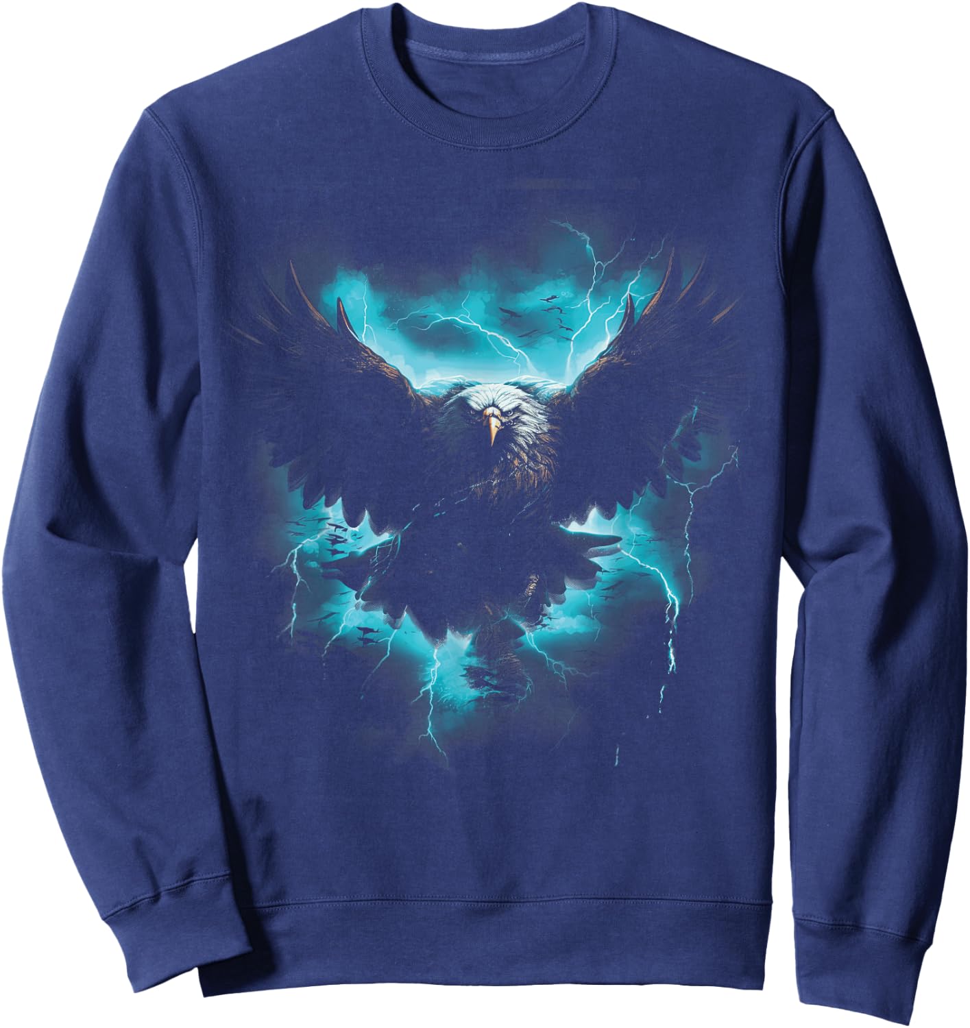 Bald eagle Bird Nature Usa Lightning Sweatshirt - Sweatshirt | Navy
