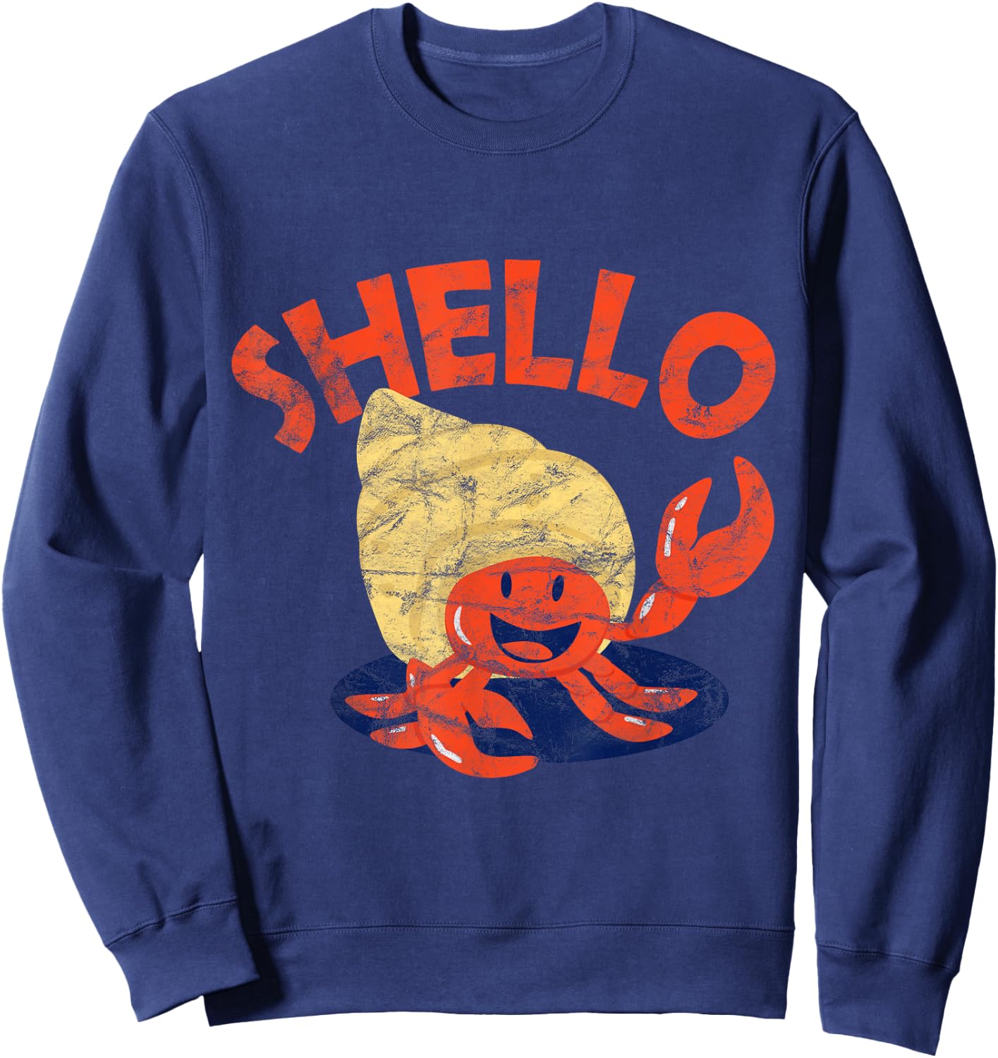 Shello Funny Vintage Hermit Crab Chilling Gift Sweatshirt - Sweatshirt | Navy
