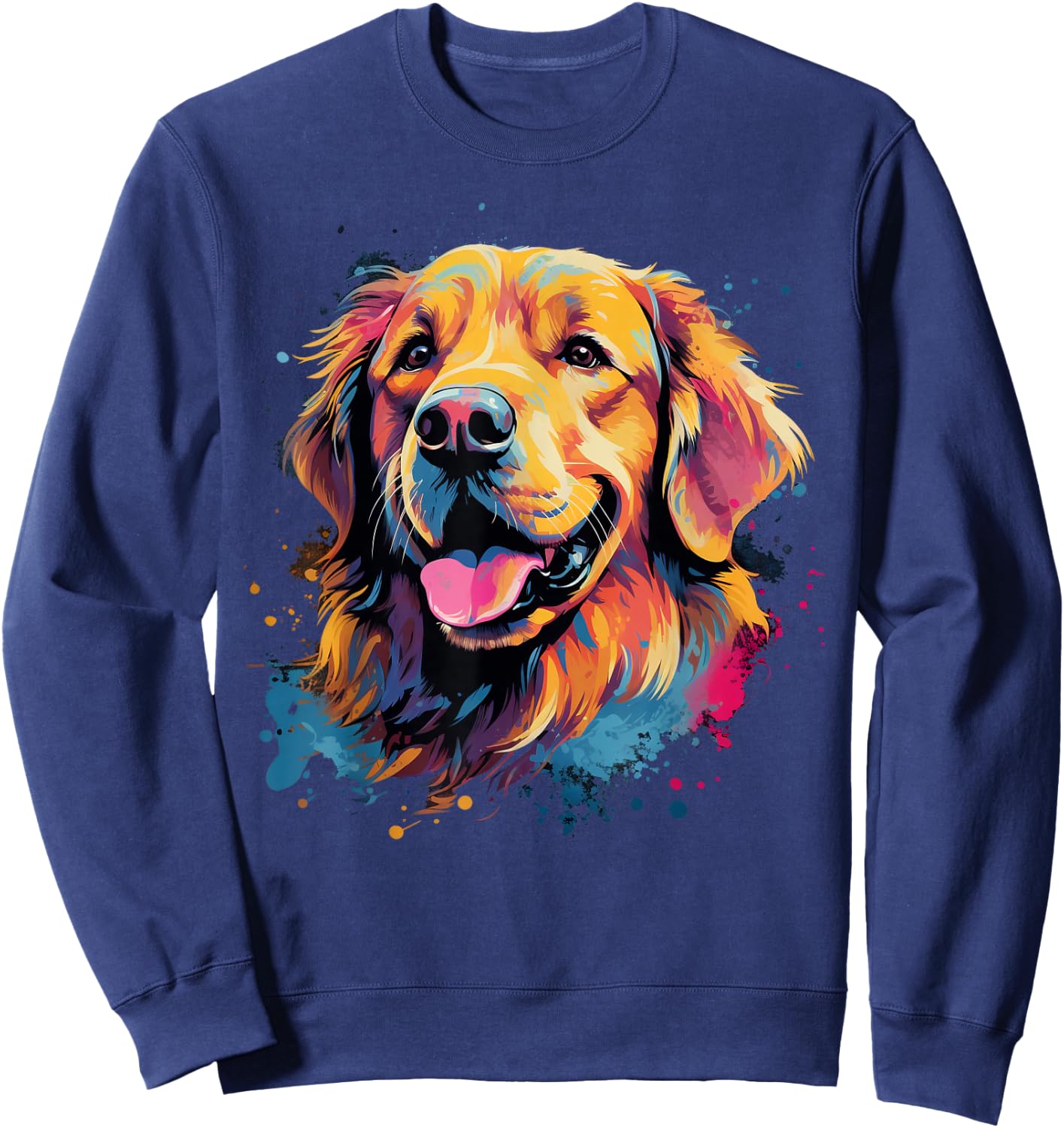 Colorful Golden Retriever Dog Sweatshirt - Sweatshirt | Navy