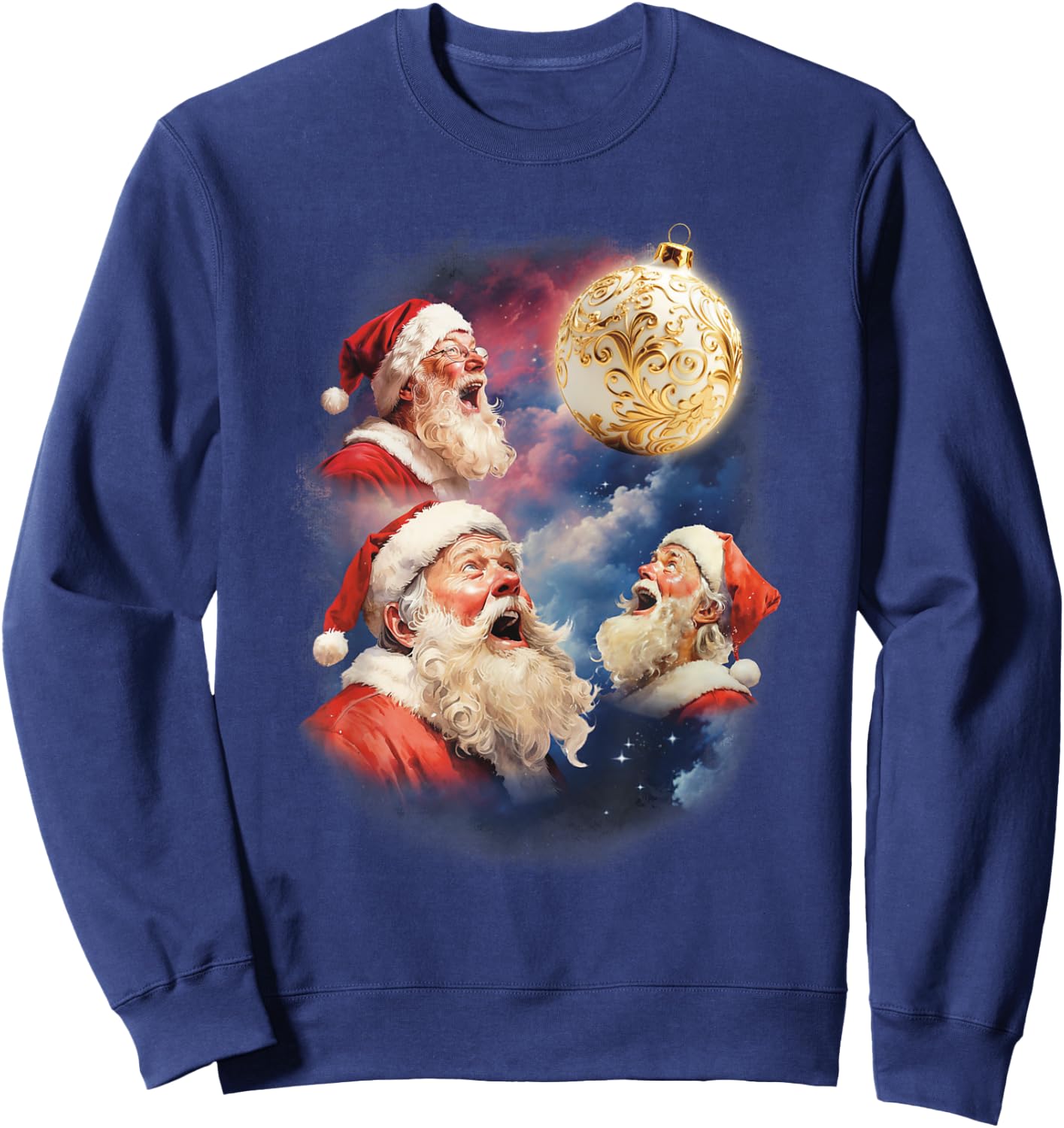 Weird Christmas Santas Howling At Moon Meme Weird Festive Sweatshirt - Sweatshirt | Navy
