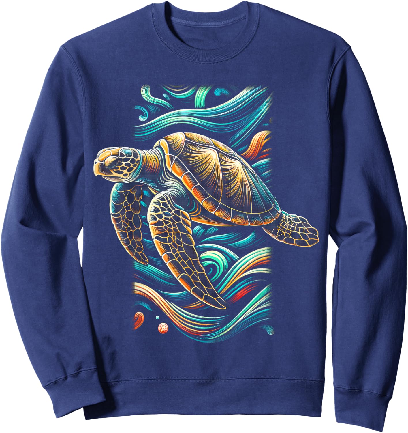 Sea Turtle Beach Lover Ocean Animal Graphic Novelty Sweatshirt - Sweatshirt | Navy