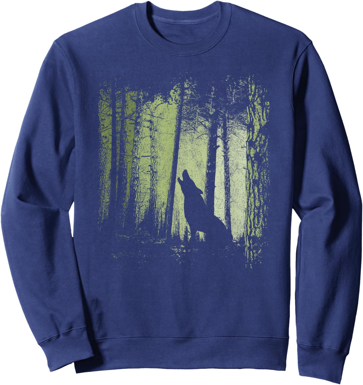 Twilight Forest Romantic Howling Wolf Silhouette Sweatshirt - Sweatshirt | Navy