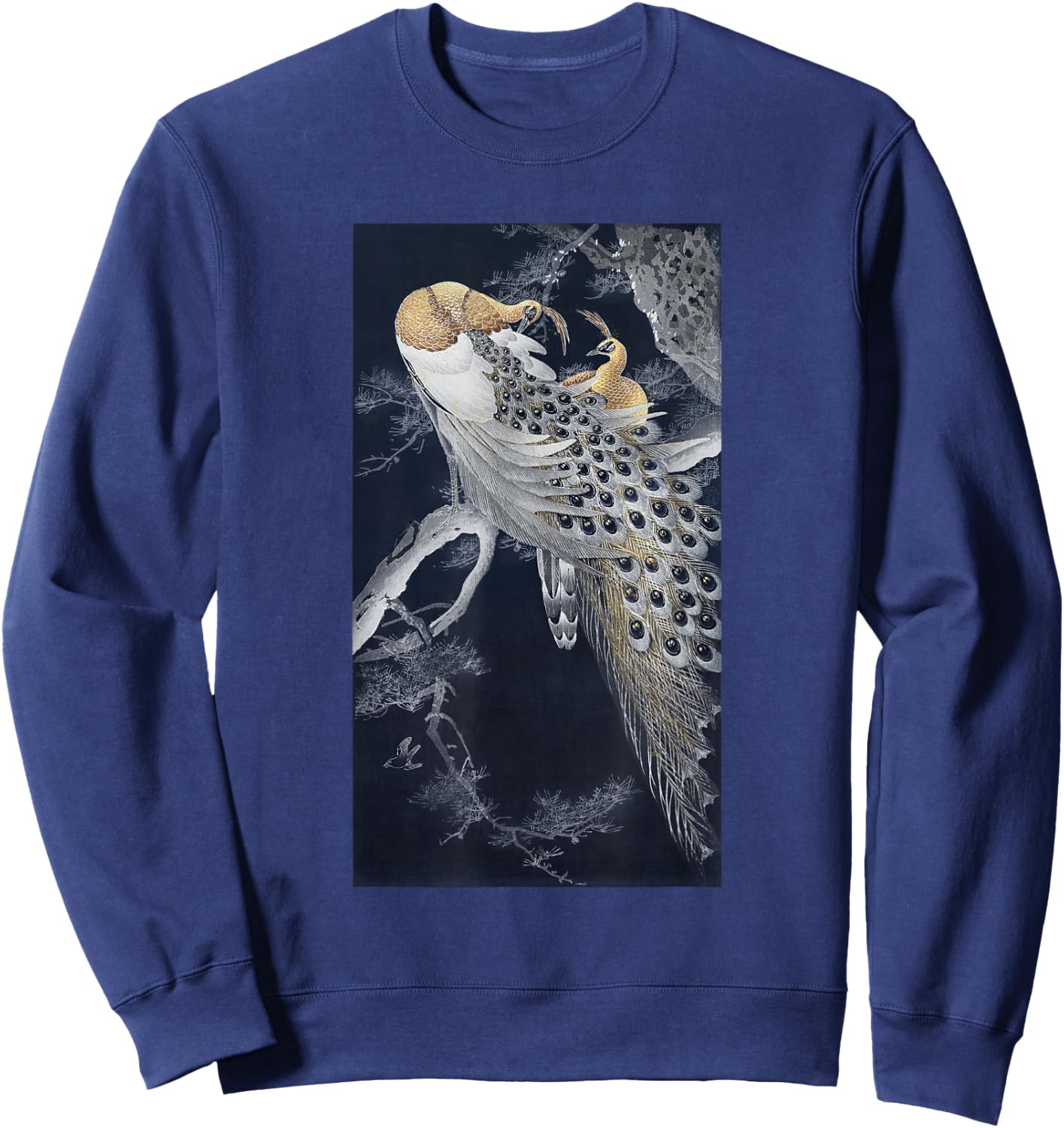 Vintage Japanese Art Two Peacocks in a Tree by Ohara Koson Sweatshirt - Sweatshirt | Navy