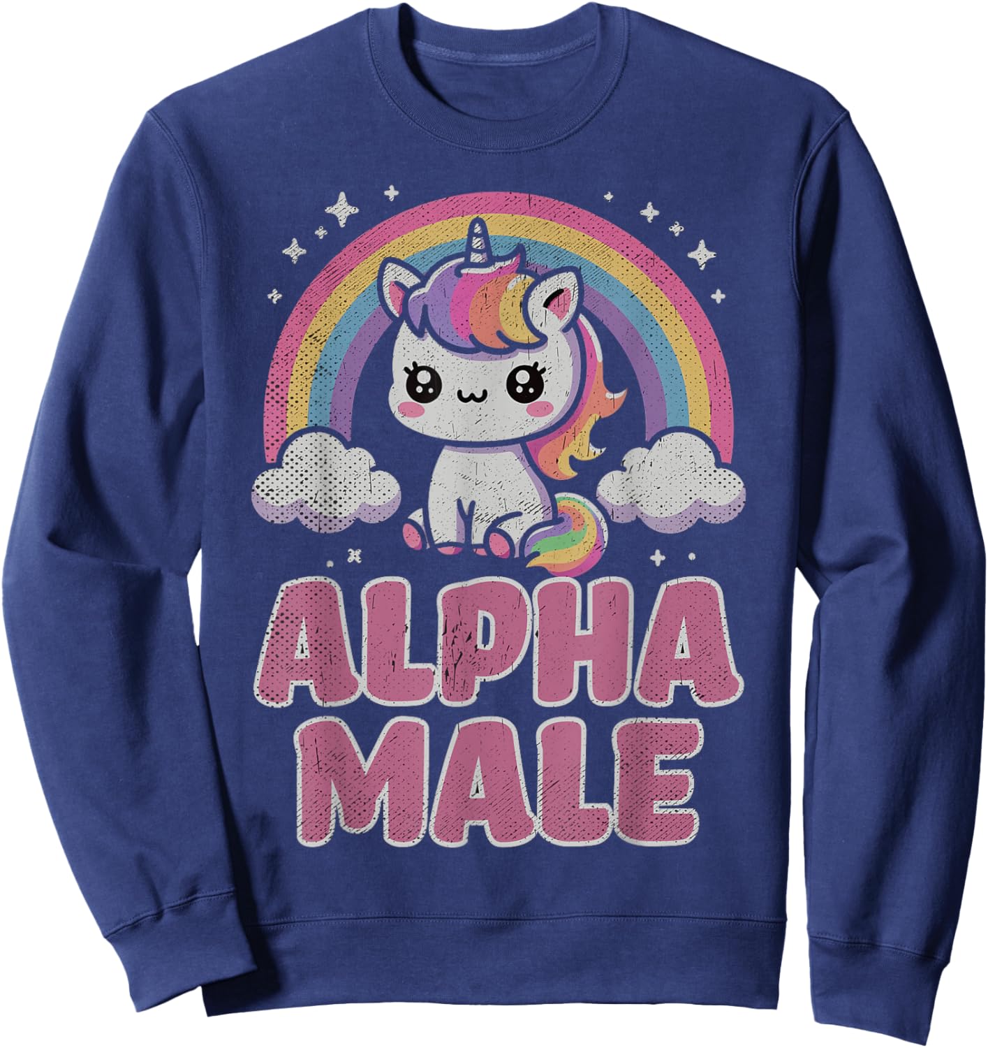 Ironic Cute Alpha Male Unicorn Funny Sarcastic Humor Men Sweatshirt - Sweatshirt | Navy