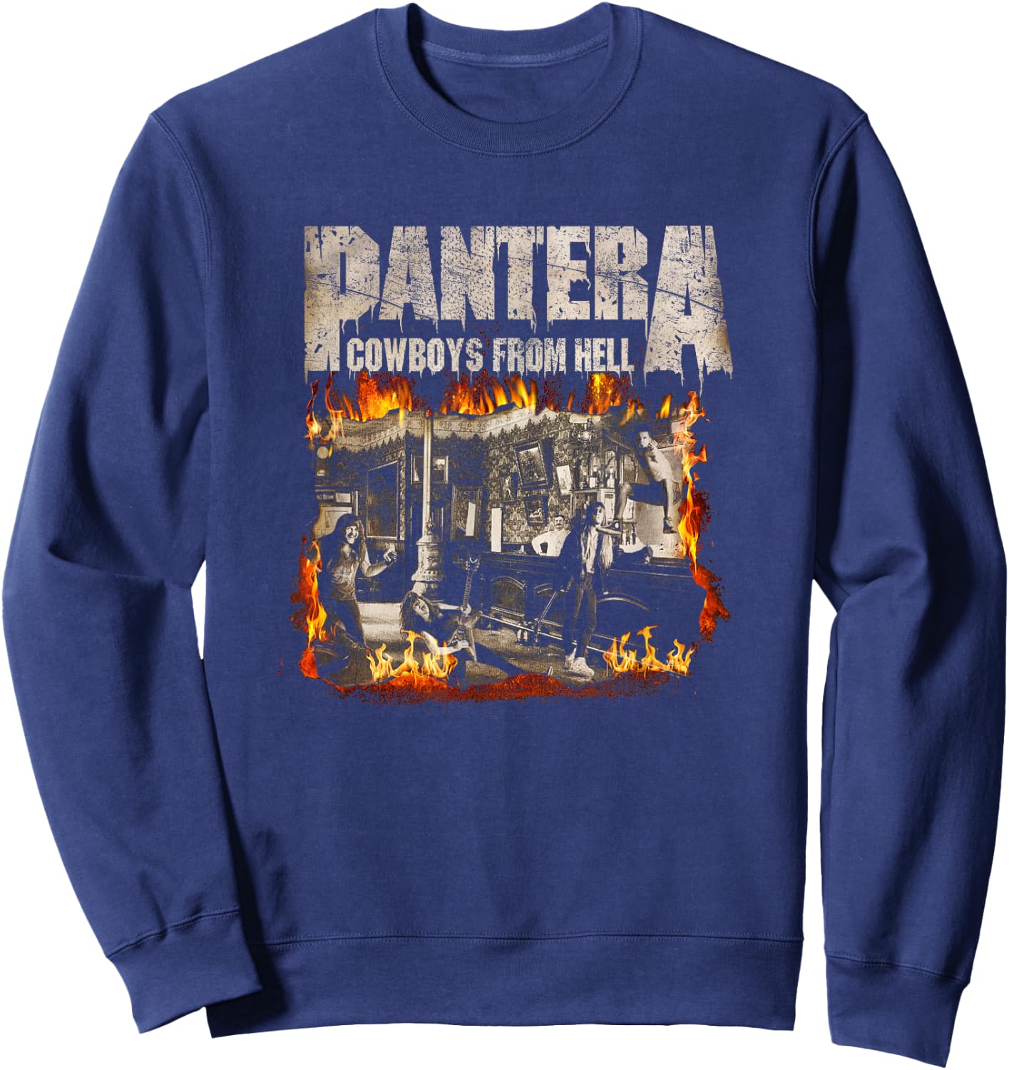 Pantera Official Vintage Flames Sweatshirt - Sweatshirt | Navy