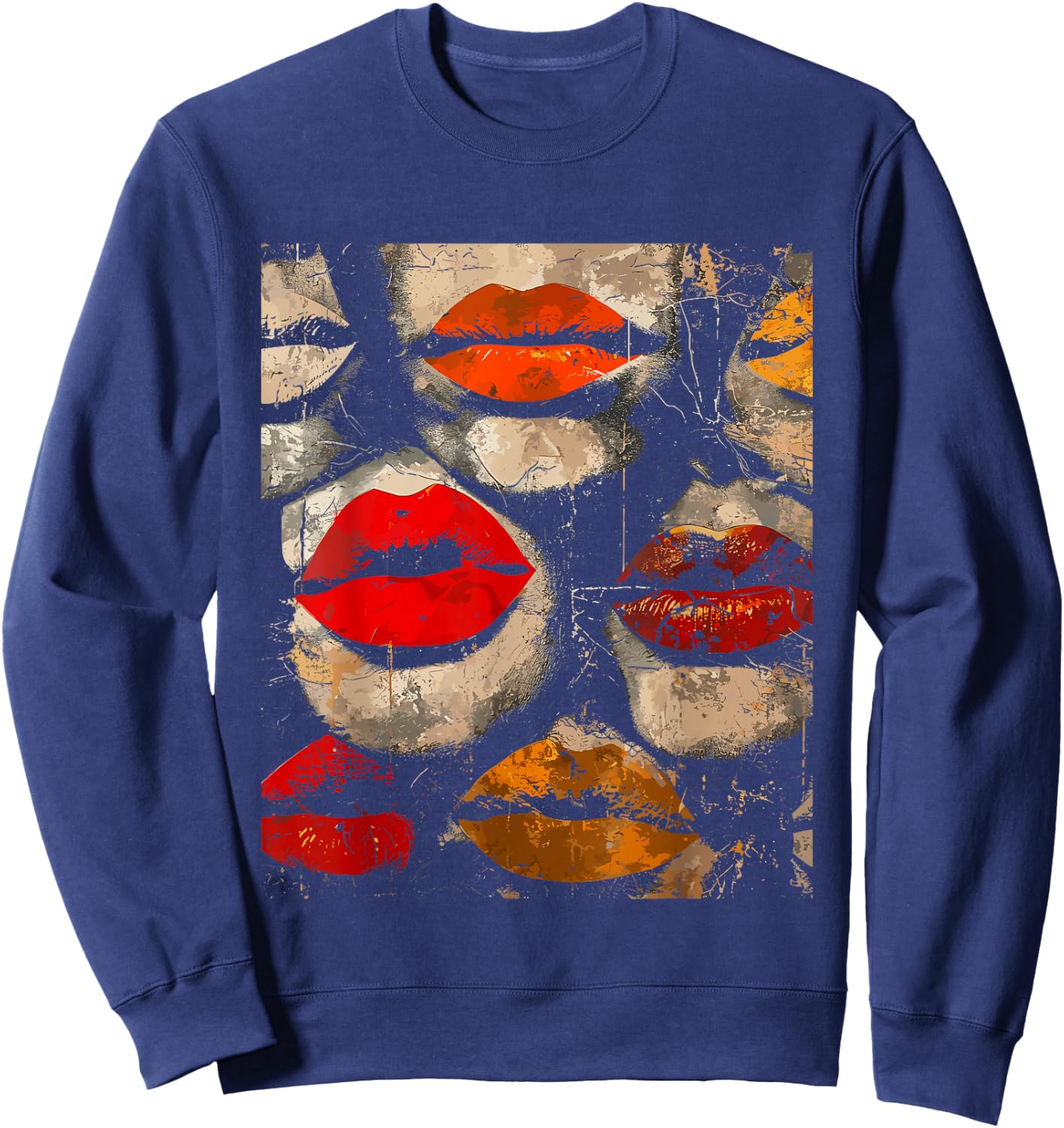 Beautiful Kissing Lips with Red Lipstick Men, Women, Girls Sweatshirt - Sweatshirt | Navy