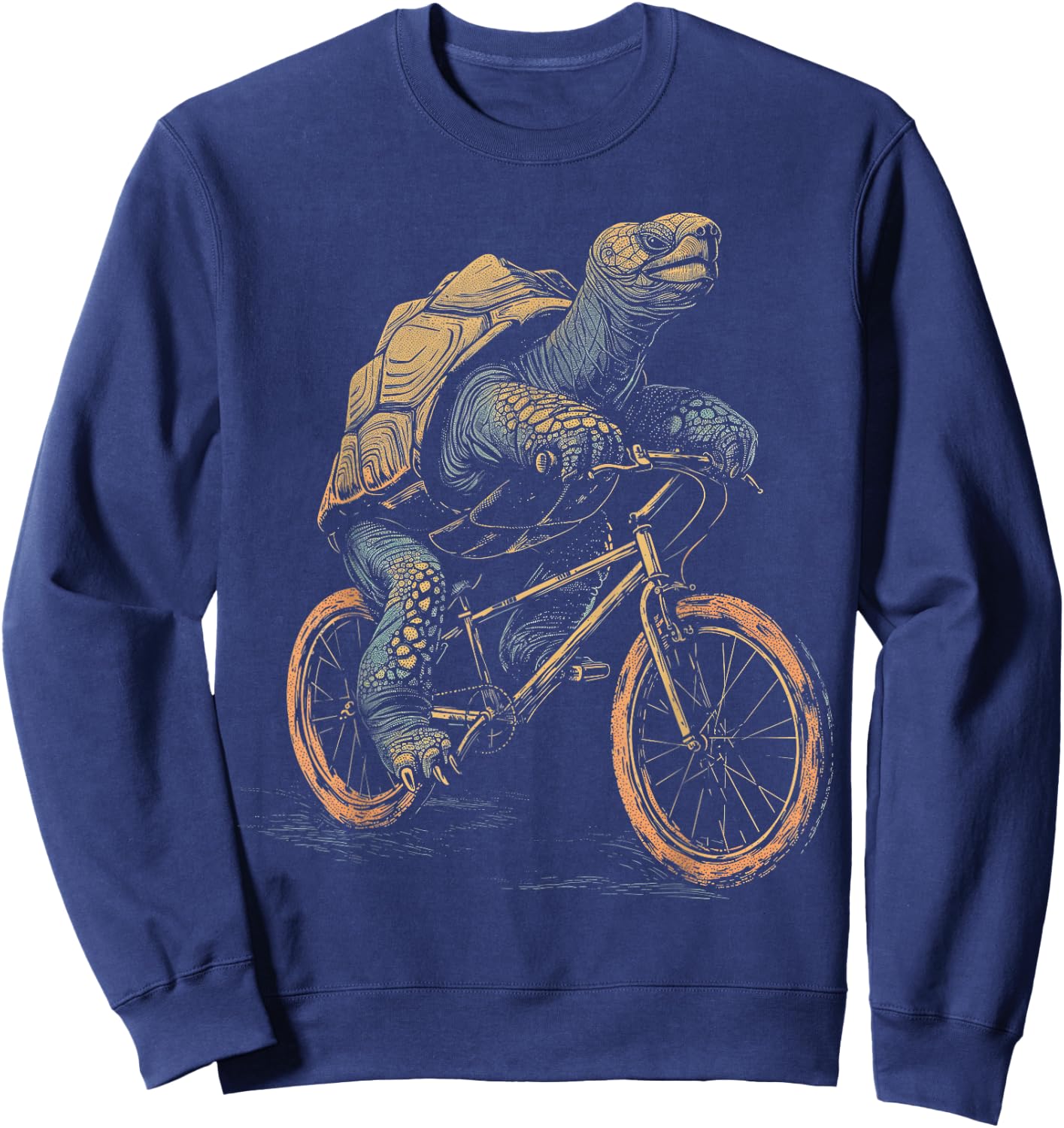 Cycling Aldabra Giant Tortoise Riding MTB Bike TEEMONGOUS Sweatshirt - Sweatshirt | Navy