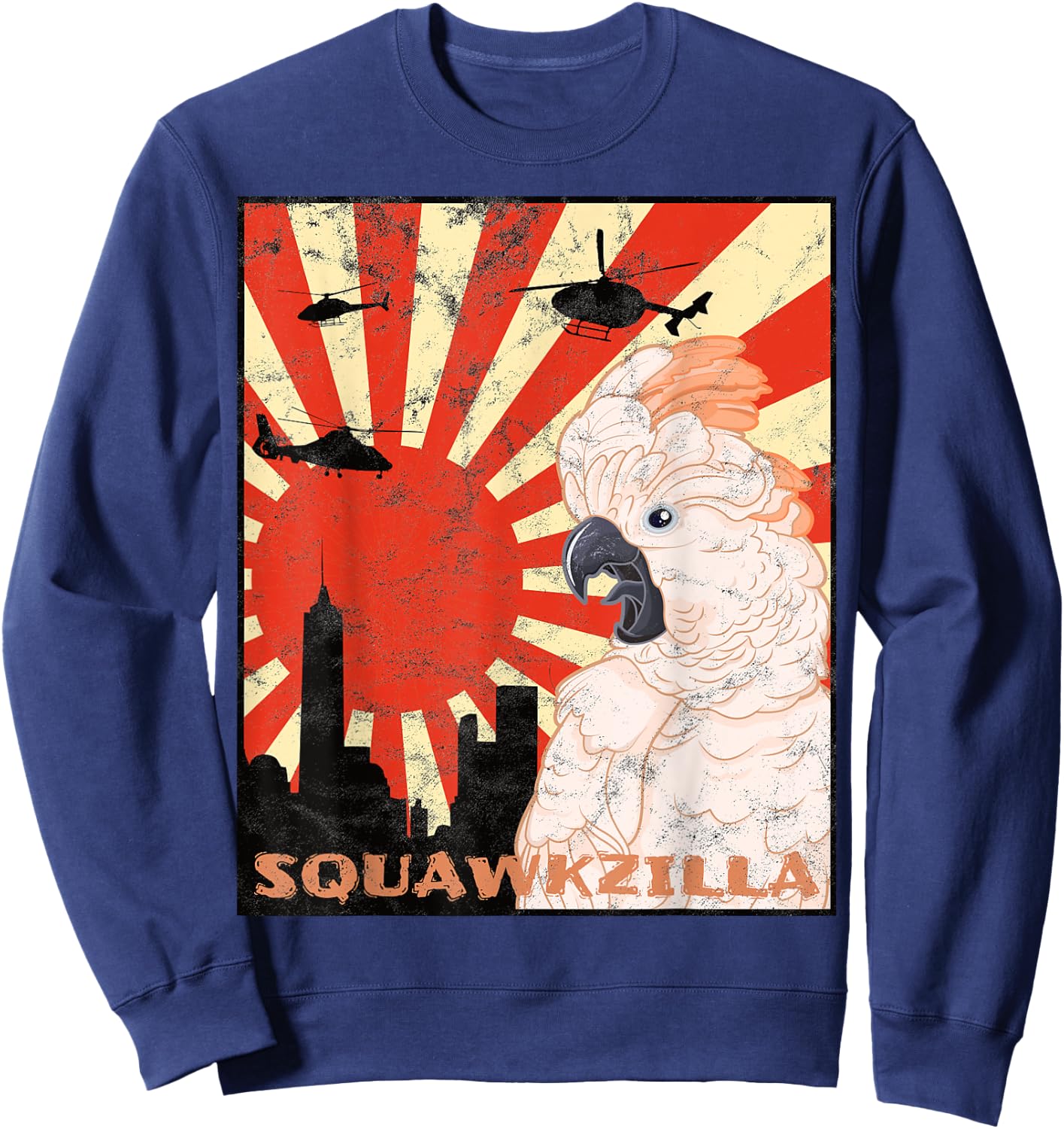 Squawk Zilla Moluccan Cockatoo Parrot Squawking Sweatshirt - Sweatshirt | Navy