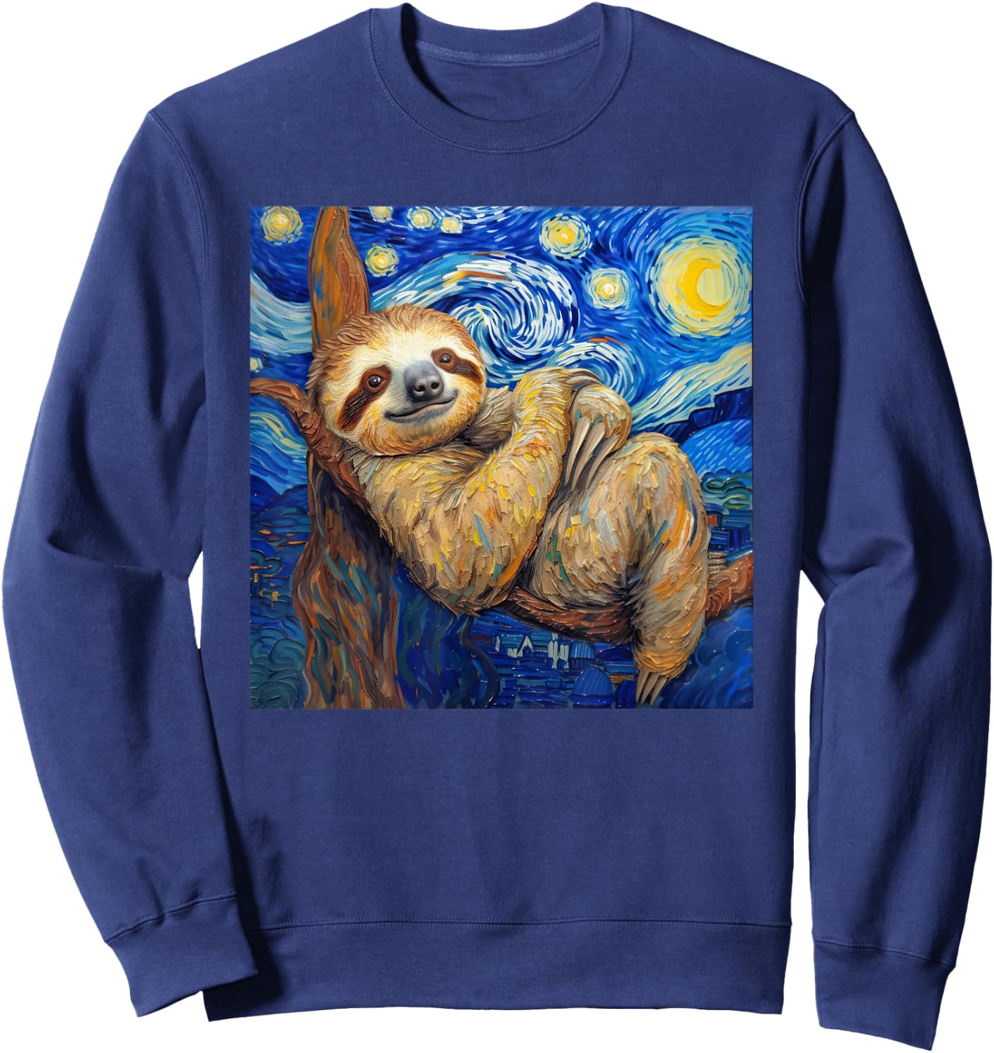 Sloth Van Gogh Style Starry Night Sweatshirt - Sweatshirt | Navy