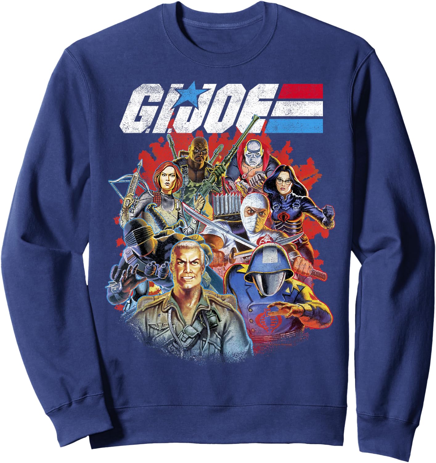 G.I. Joe Retro Group Shot American Hero Fade Logo Small Sweatshirt - Sweatshirt | Navy