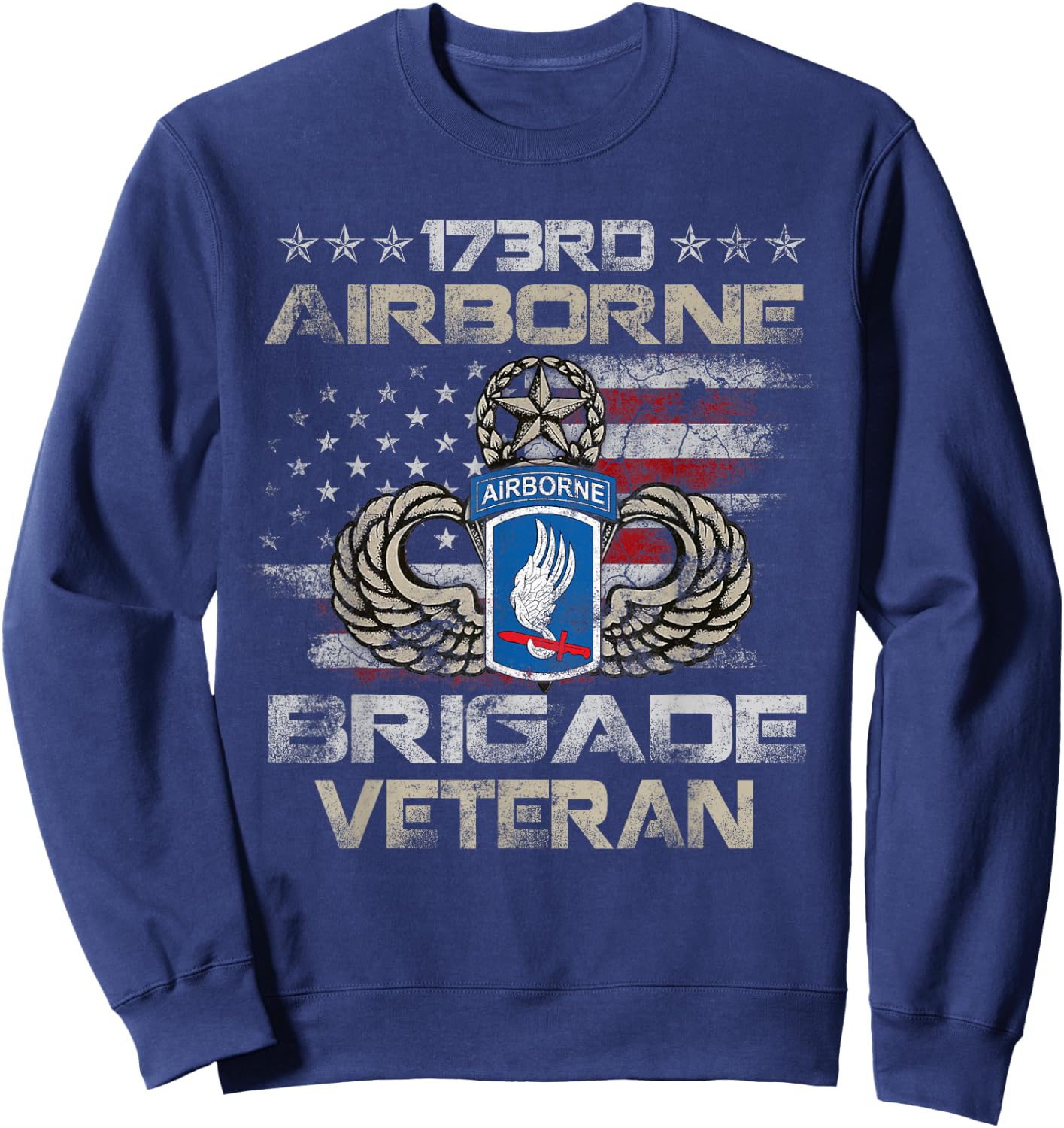 173rd Airborne Brigade Veteran Flag US Airborne Paratrooper Sweatshirt - Sweatshirt | Navy