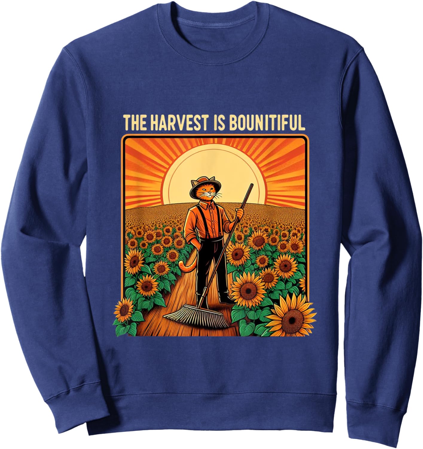 The harvest is bountiful funny farmer cat Women Sweatshirt - Sweatshirt | Navy