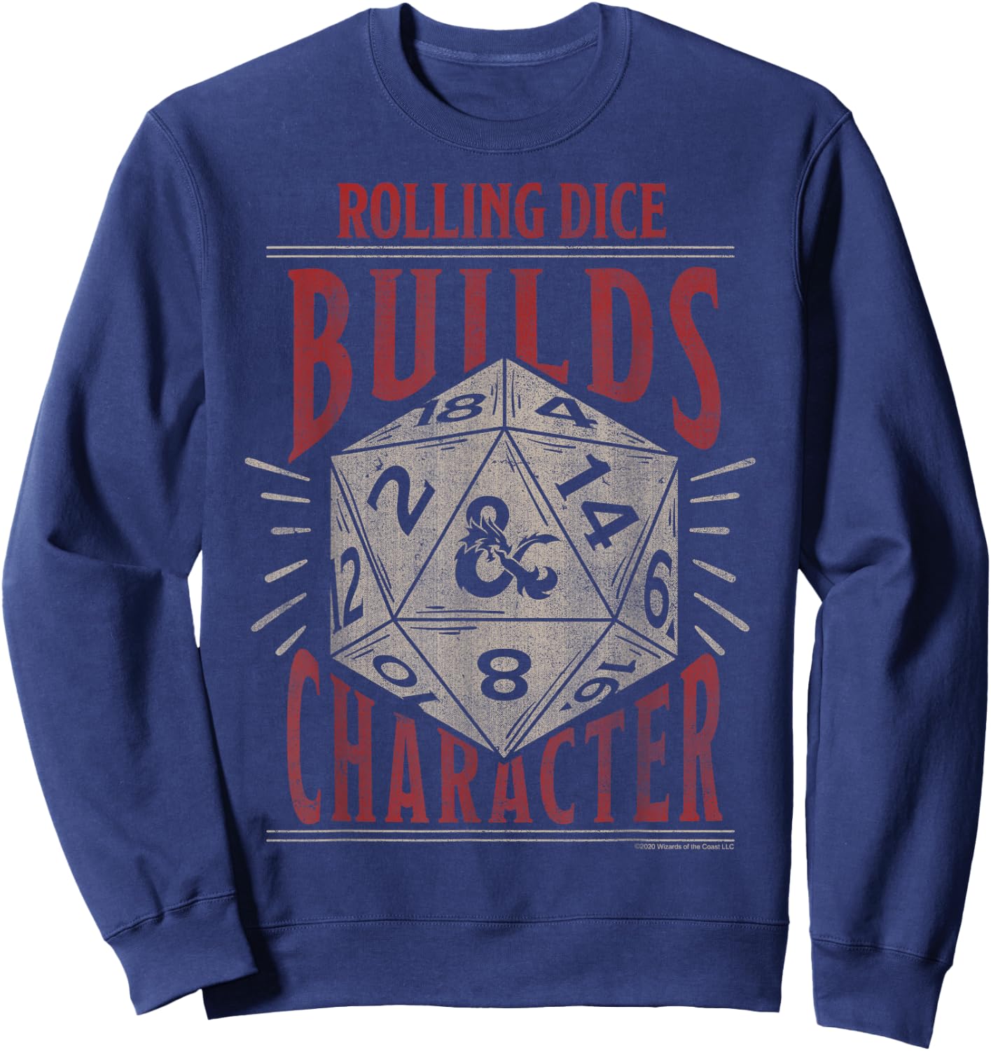 Dungeons & Dragons Rolling Dice Builds Character Short Sleeve Sweatshirt - Sweatshirt | Navy