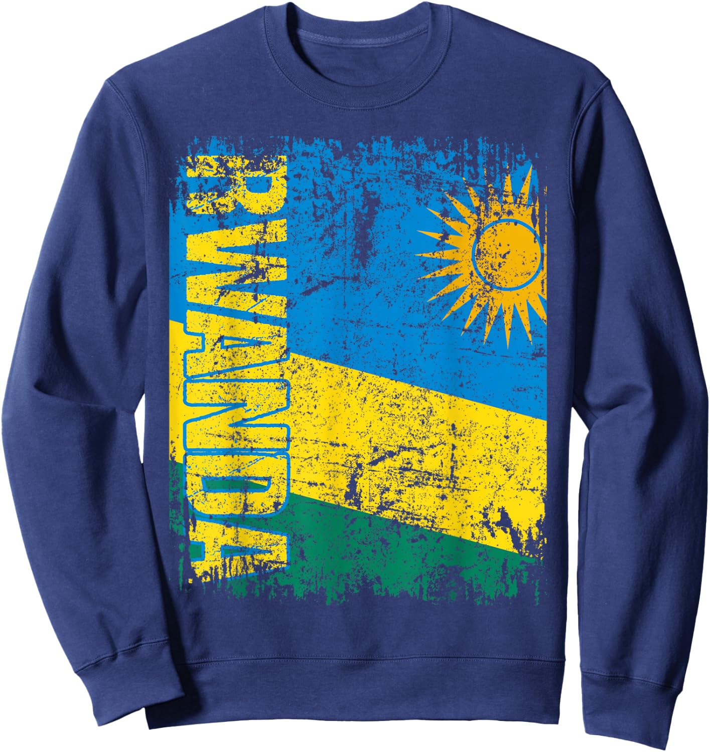 RWANDA Flag Vintage Distressed RWANDA Sweatshirt - Sweatshirt | Navy