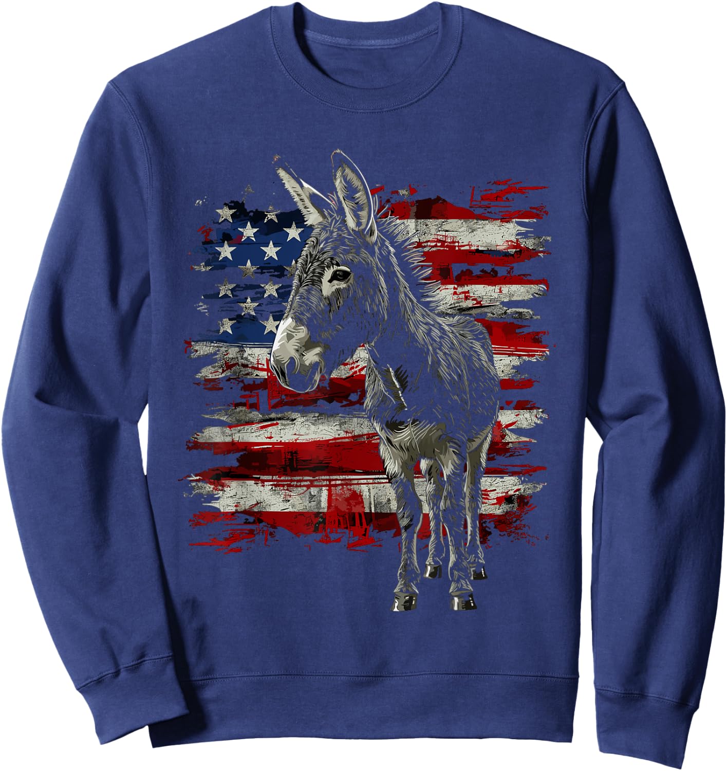 Donkey Patriotic 4th Of July USA American Flag Women Men Sweatshirt - Sweatshirt | Navy