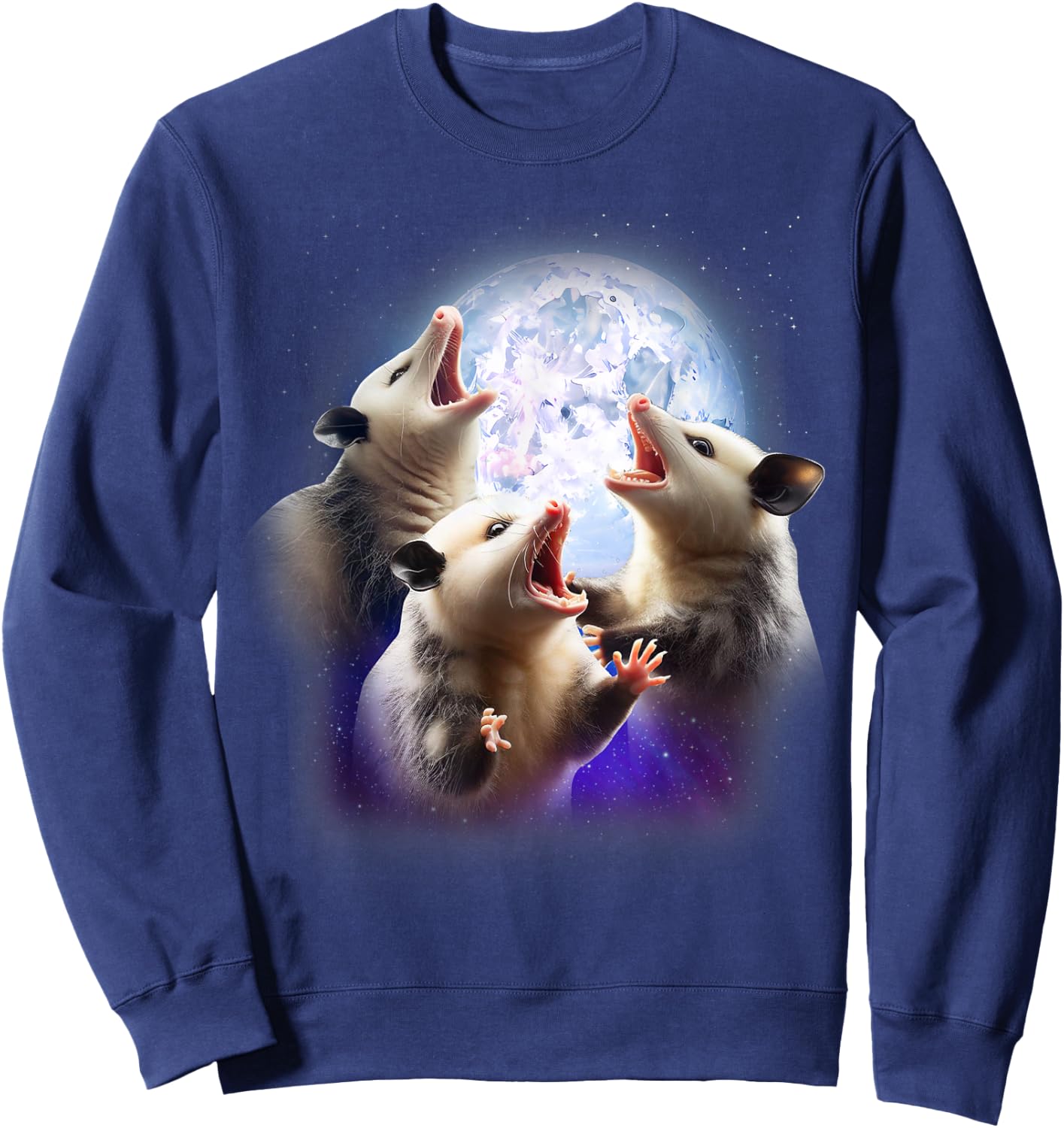3 Opossum Howling At The Moon Funny Possum Animal Lover Kids Sweatshirt - Sweatshirt | Navy