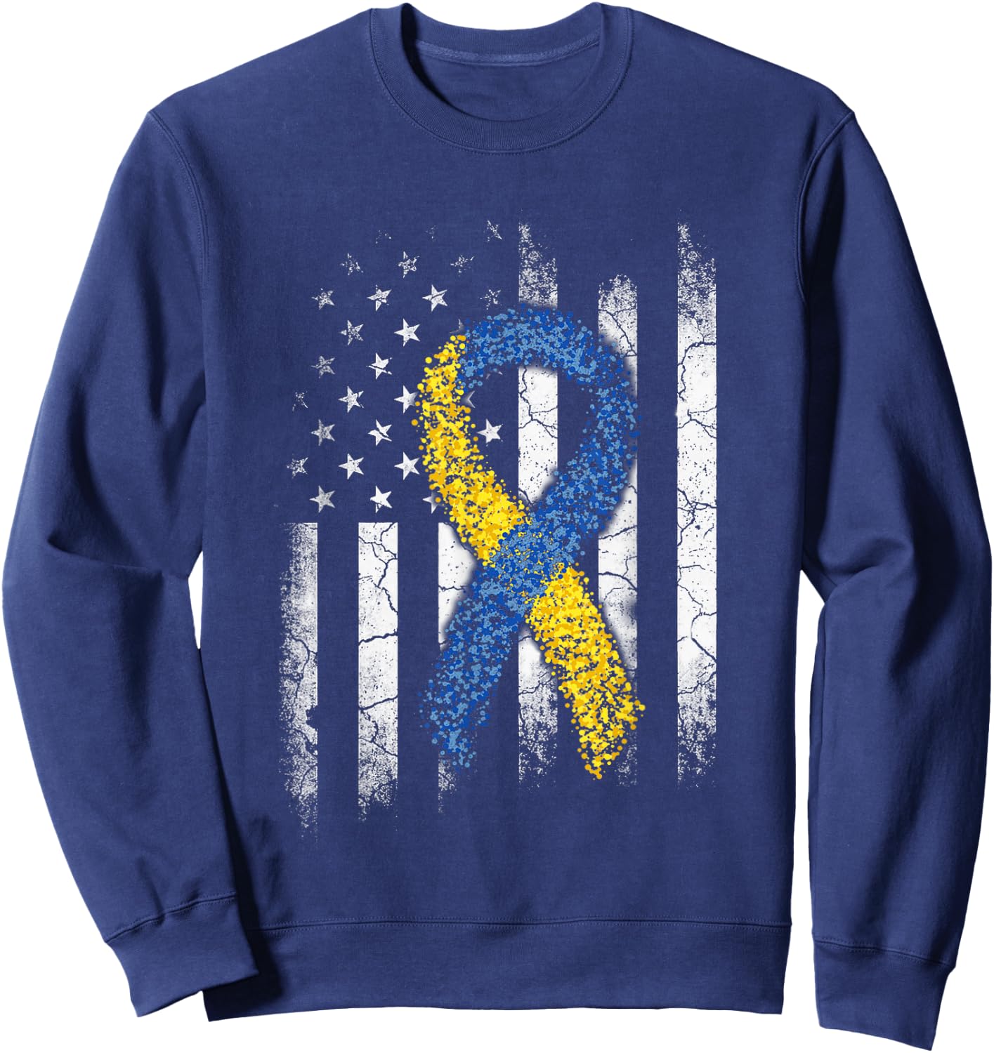 Down Syndrome Awareness US Flag Shirt Dad Mom Down Syndrome Sweatshirt - Sweatshirt | Navy