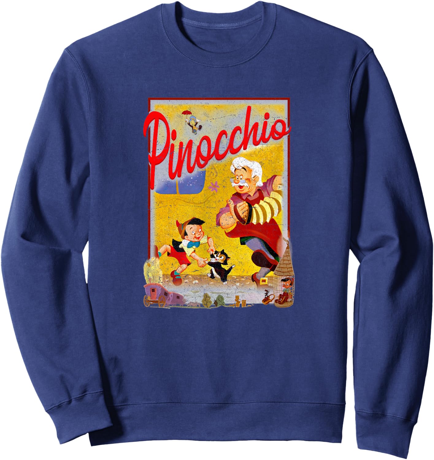 Disney Pinocchio Group Shot Classic Throwback Movie Poster Sweatshirt - Sweatshirt | Navy