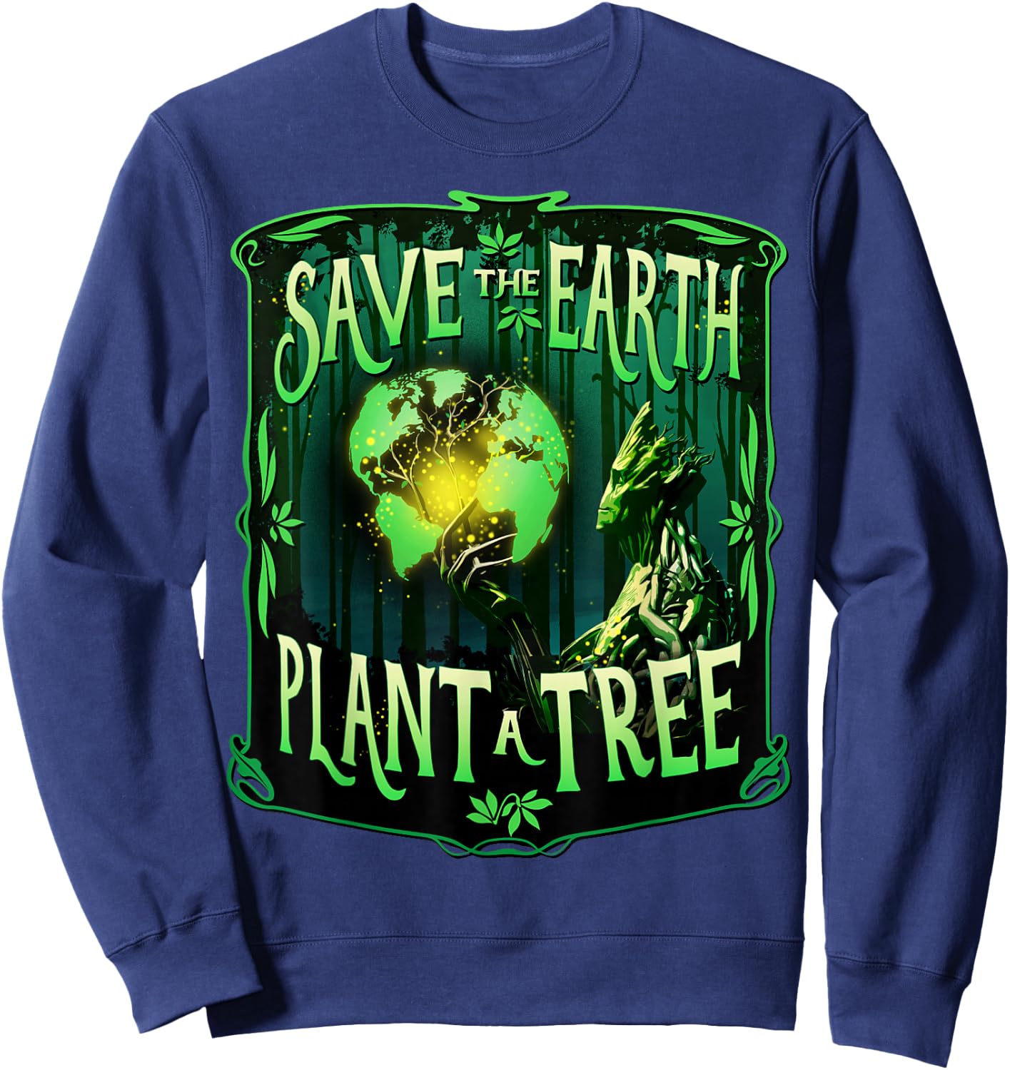 Marvel Earth Day Groot Save The Earth Plant A Tree Sweatshirt - Sweatshirt | Navy