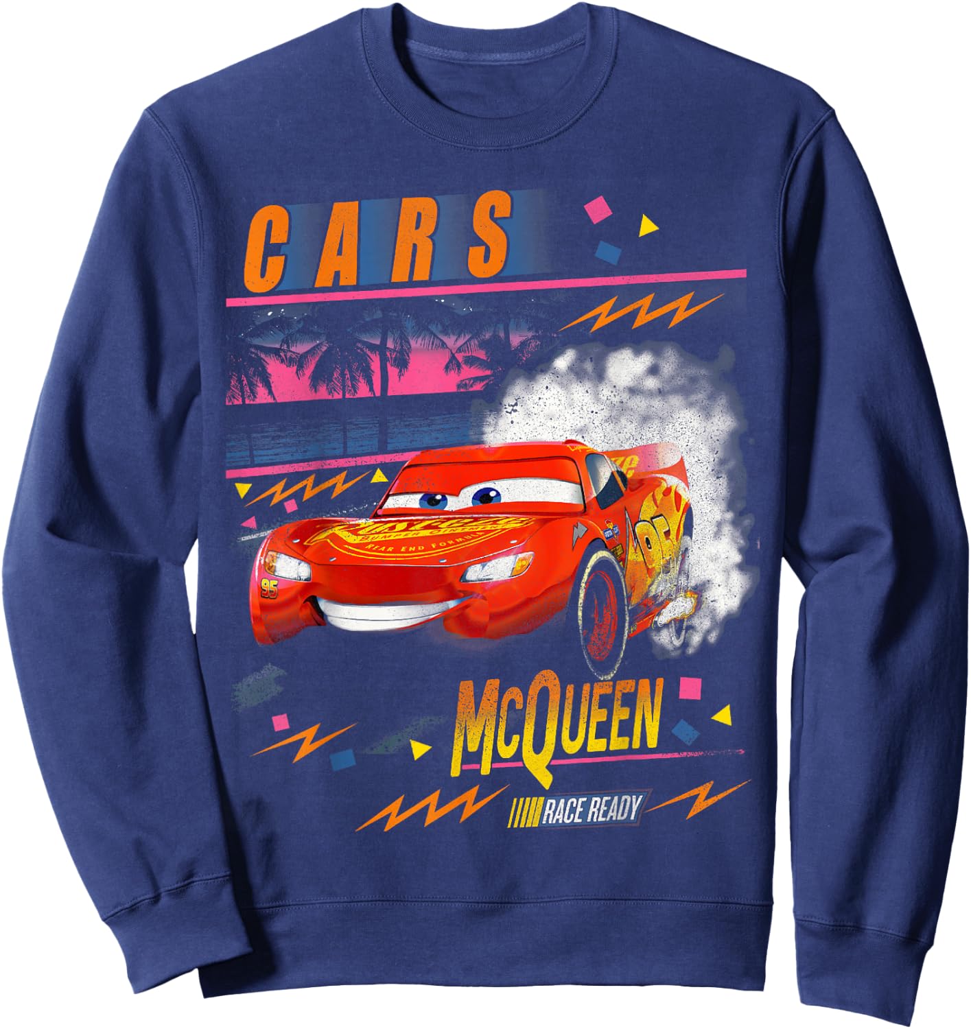 Disney Pixar Cars Lightning McQueen Palm Tree Sunset Sweatshirt - Sweatshirt | Navy