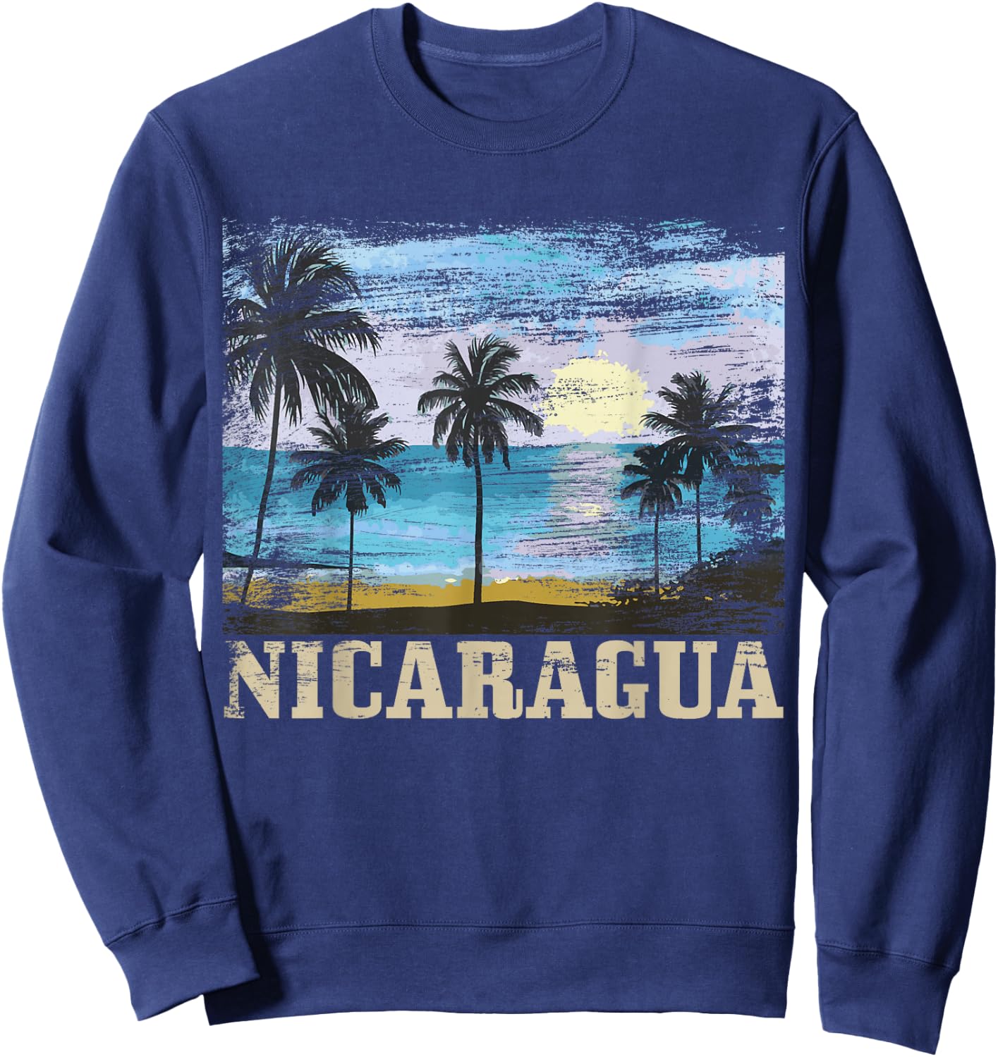 Nicaragua Vintage Surfer Beach Souvenir Nica Sweatshirt - Sweatshirt | Navy