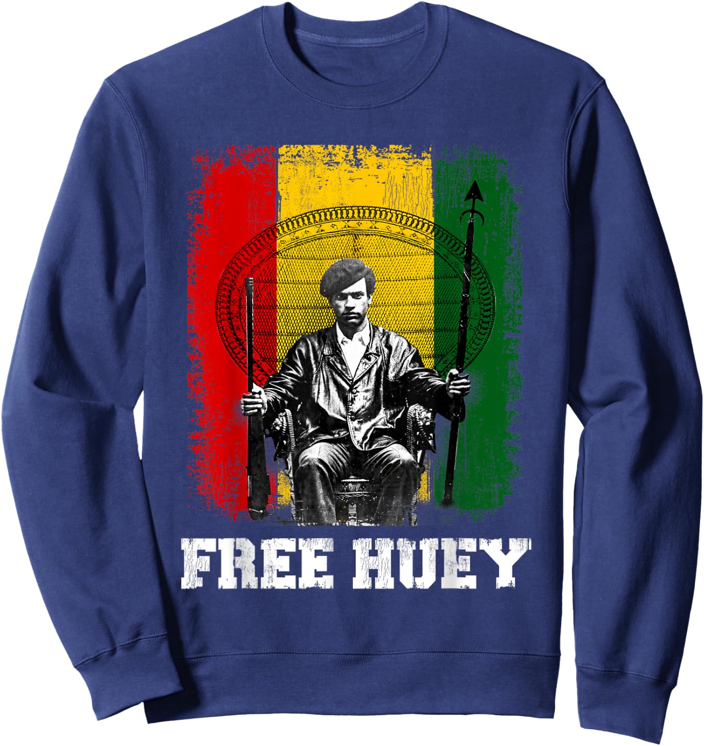 Free Huey - Black History & African Roots Afro Empowerment Sweatshirt - Sweatshirt | Navy