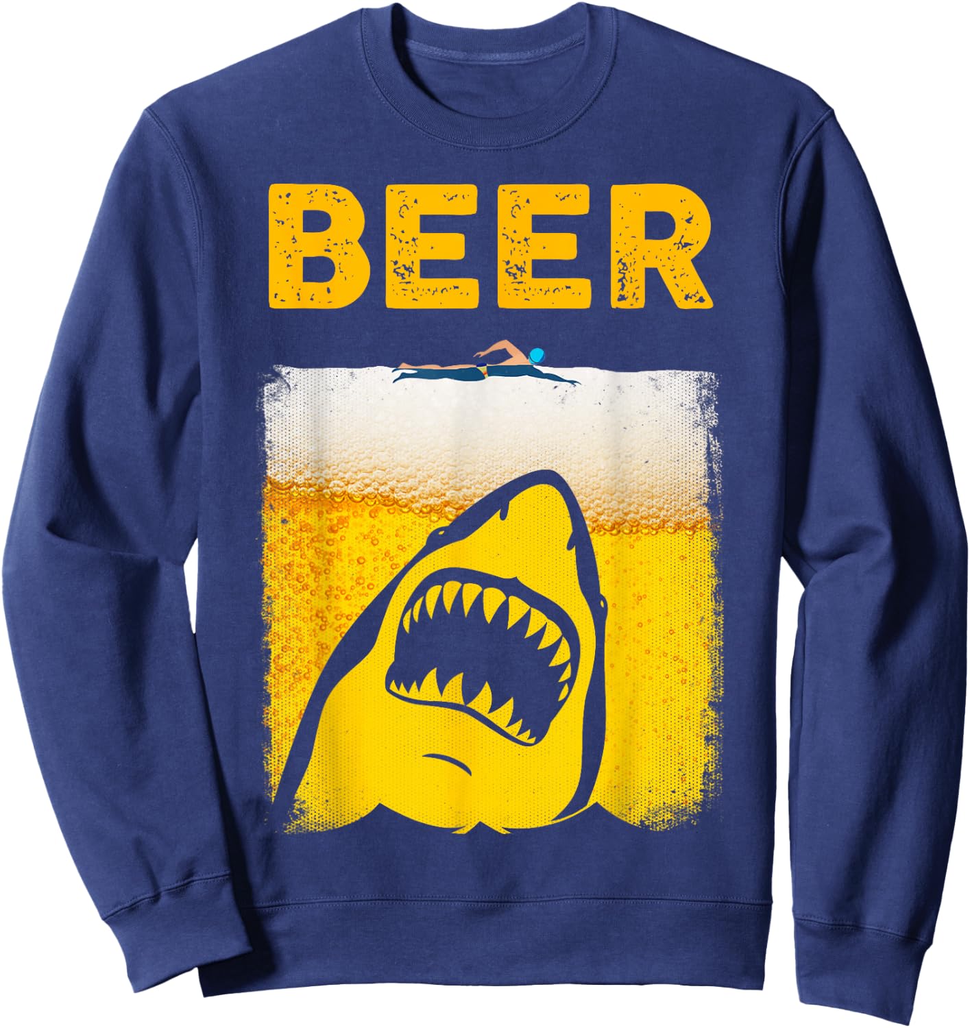 Beer Parody Shark Swimmer Great Funny Gift Beer Lovers Sweatshirt - Sweatshirt | Navy