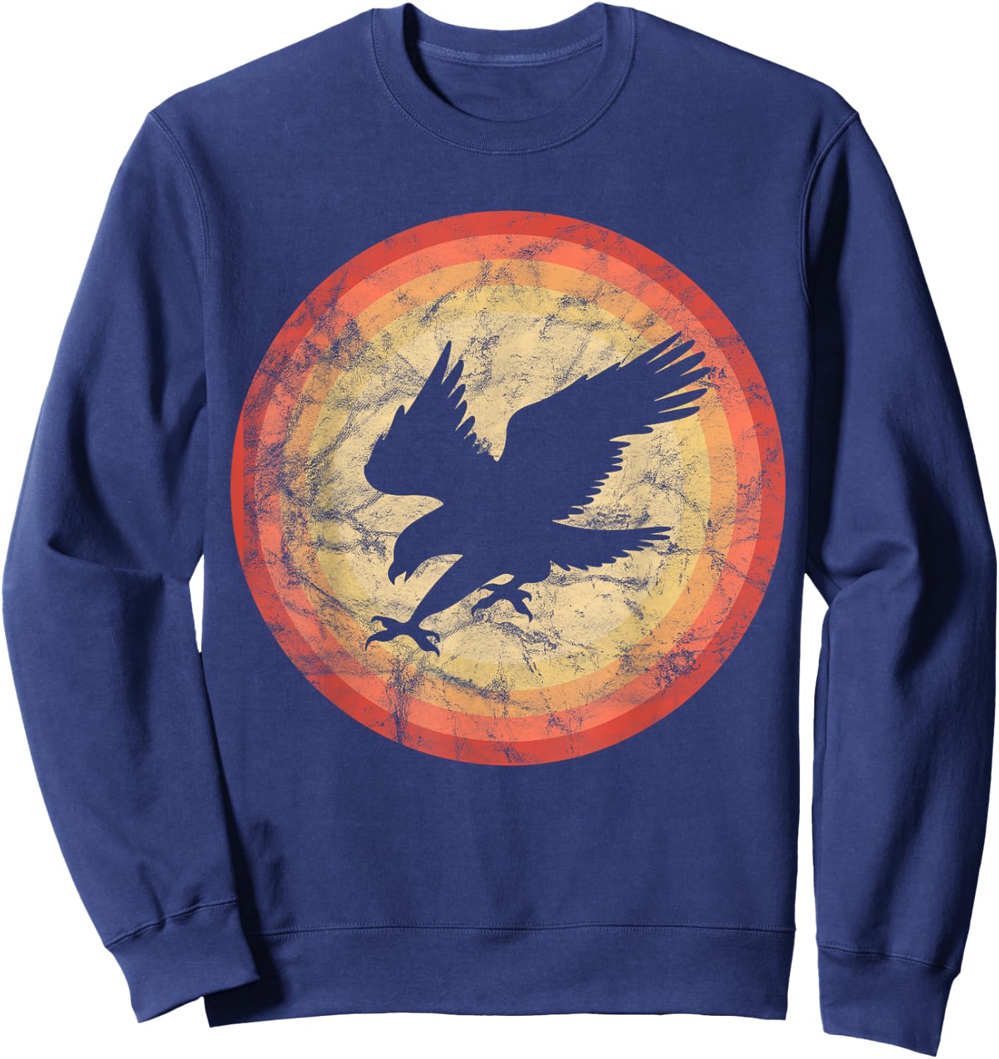Vintage Retro Hawk Bird Sunset Sweatshirt - Sweatshirt | Navy