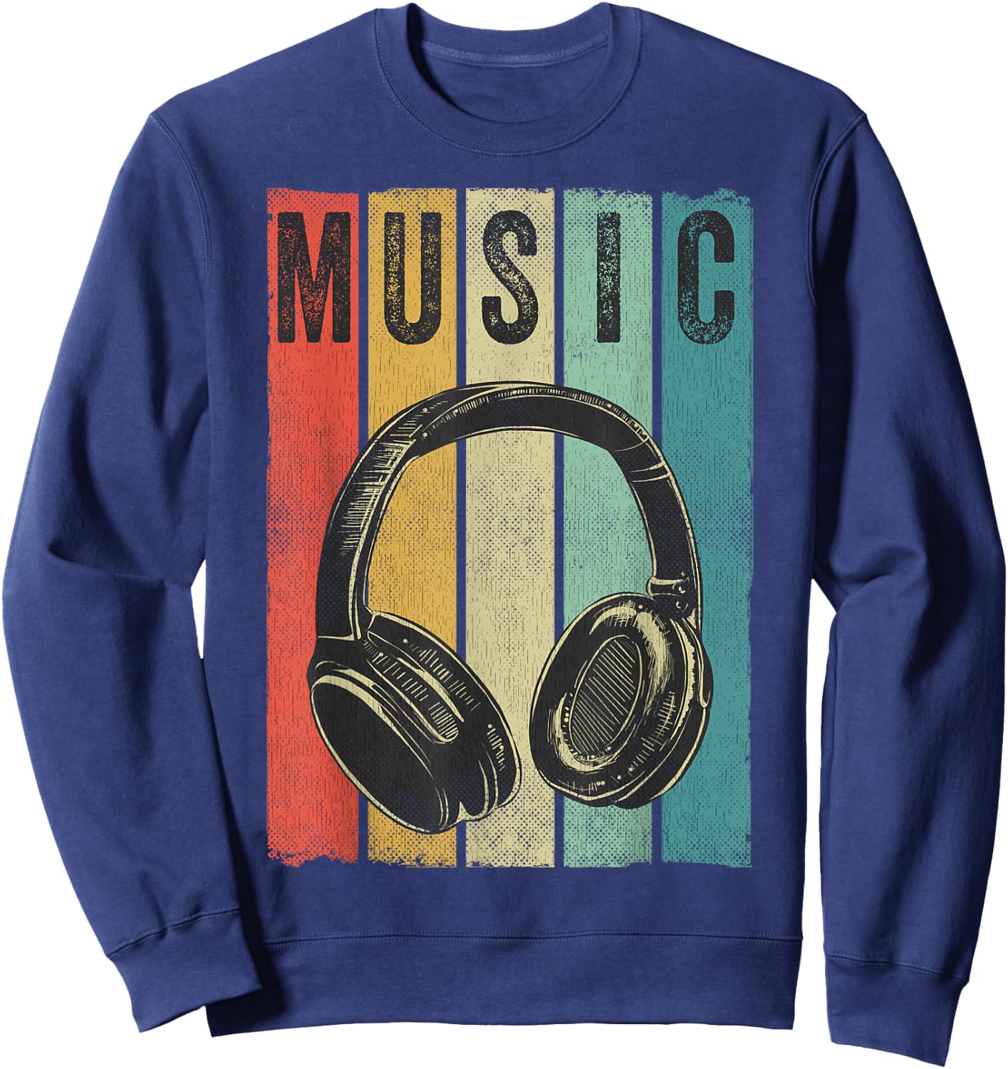 Electronic Music Lover DJ Gift Vintage Retro Headphones Small Sweatshirt - Sweatshirt | Navy