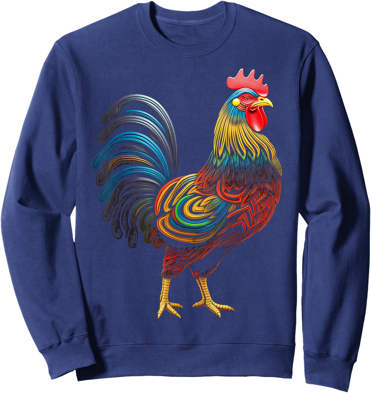Chicken Abstract Colorful Art Animal Graphic Chicken Sweatshirt - Sweatshirt | Navy