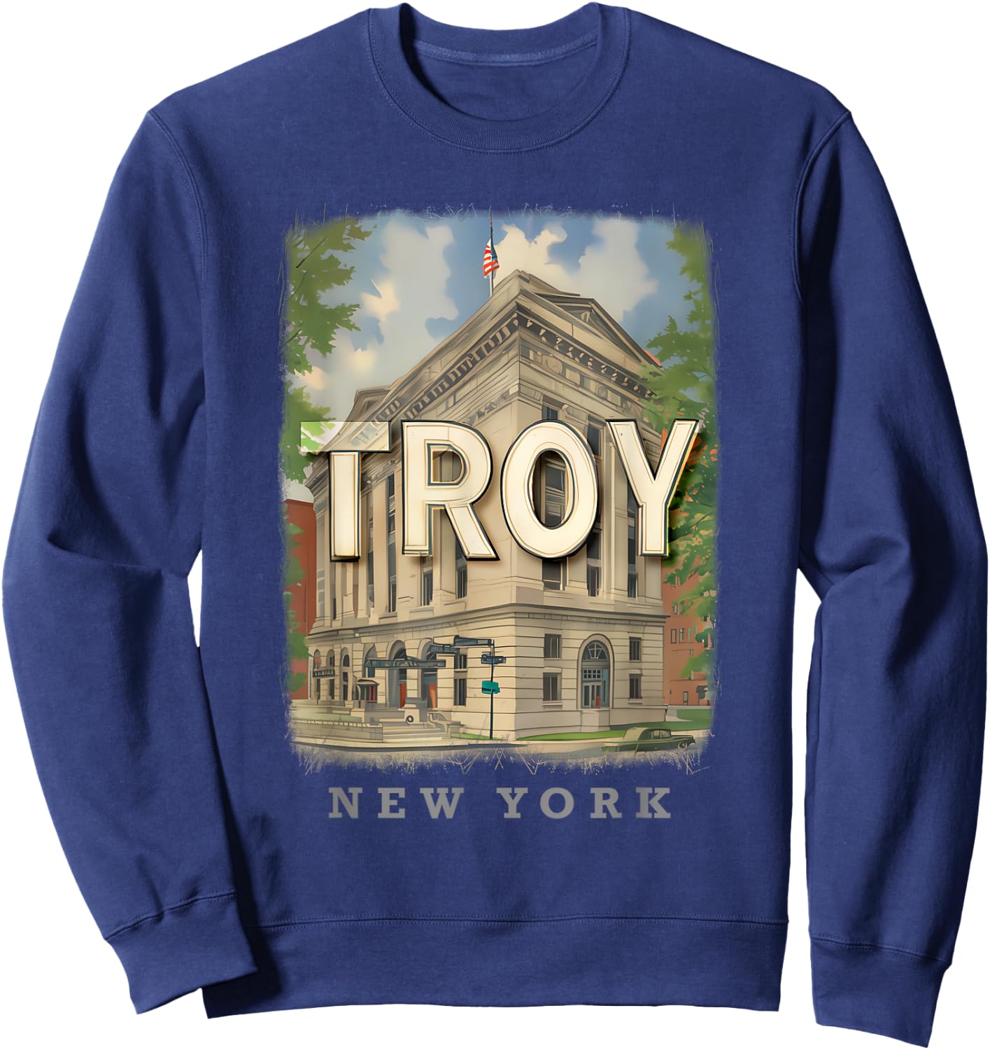 Troy New York NY Historic Architecture SD581 Sweatshirt - Sweatshirt | Navy
