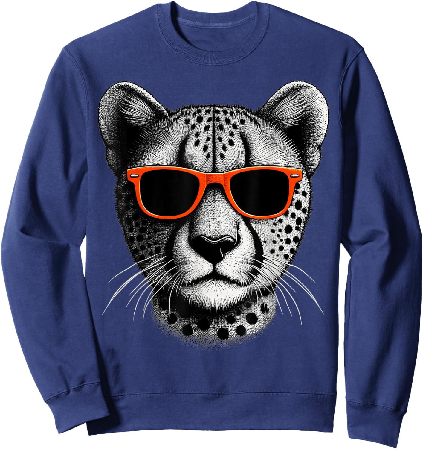 Cool Cheetah Wearing Sunglasses Graphic Art Sweatshirt - Sweatshirt | Navy