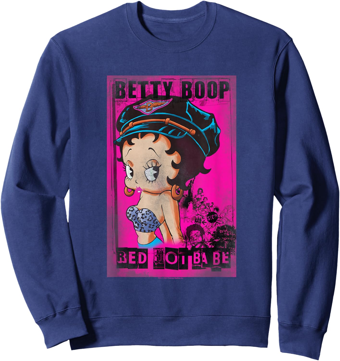 Betty Boop Red Hot Biker Betty Sweatshirt - Sweatshirt | Navy