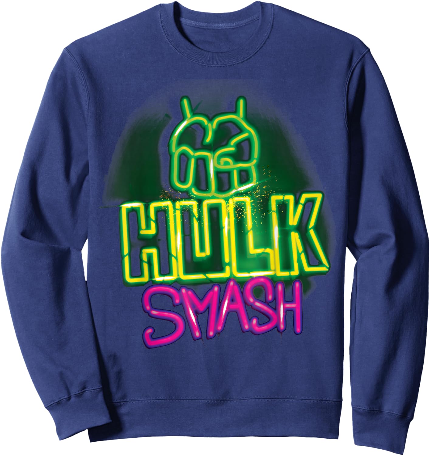 Marvel Hulk Smash Neon Sign Poster Sweatshirt - Sweatshirt | Navy