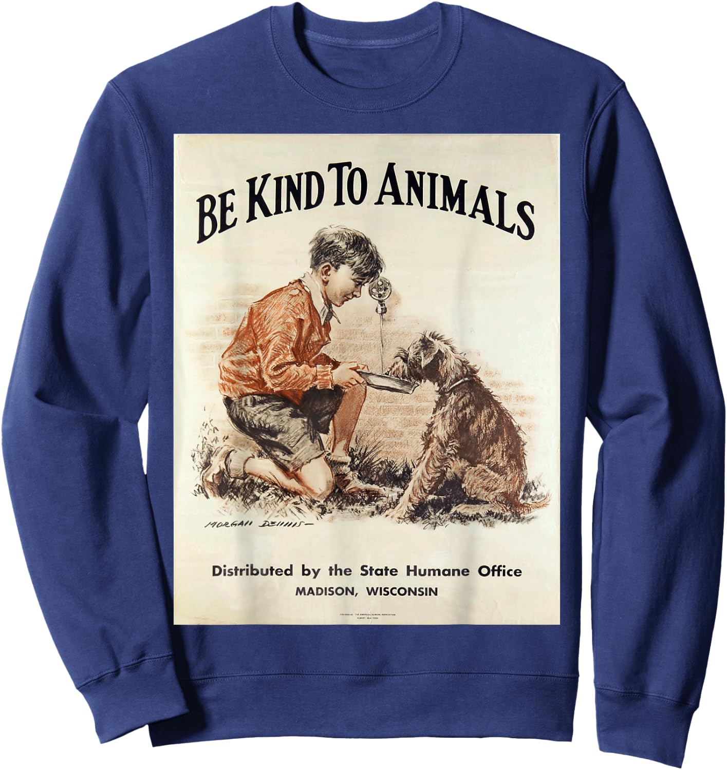 Be Kind To Animals Retro Vintage Sweatshirt - Sweatshirt | Navy