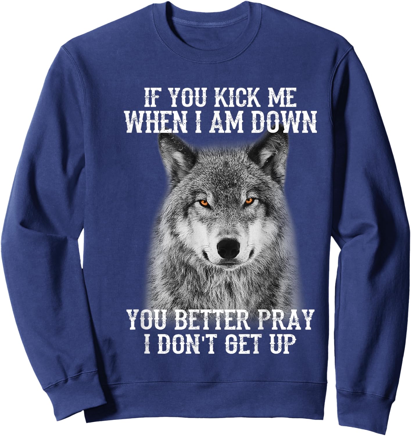 If you kick me when Iam Down you better pray I don't get up Sweatshirt - Sweatshirt | Navy