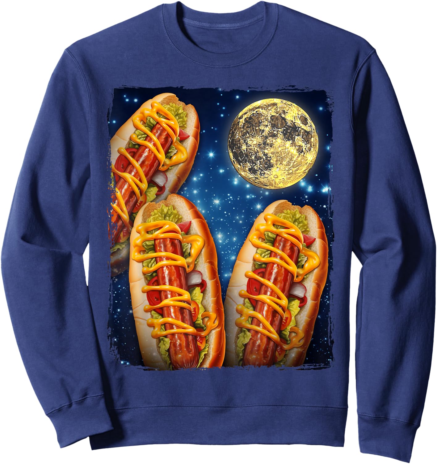 Hotdogs Howling Moon Hot Dogs Moon Sweatshirt - Sweatshirt | Navy