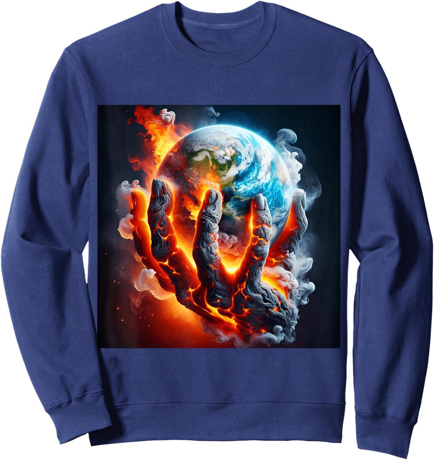 Fantasy Cute Hand Earth Lava Sweatshirt - Sweatshirt | Navy