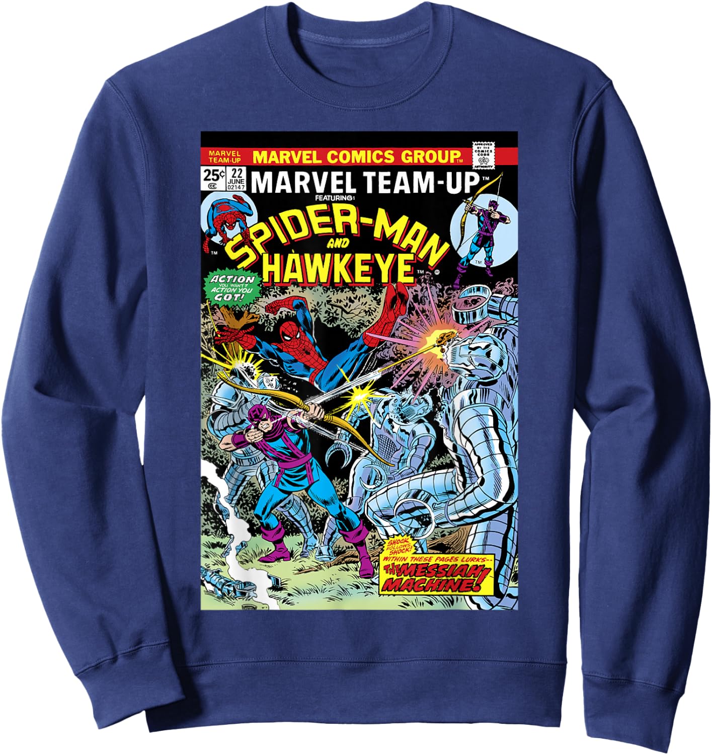 Marvel Team-Up Spider-Man & Hawkeye Comic Cover Small Sweatshirt - Sweatshirt | Navy
