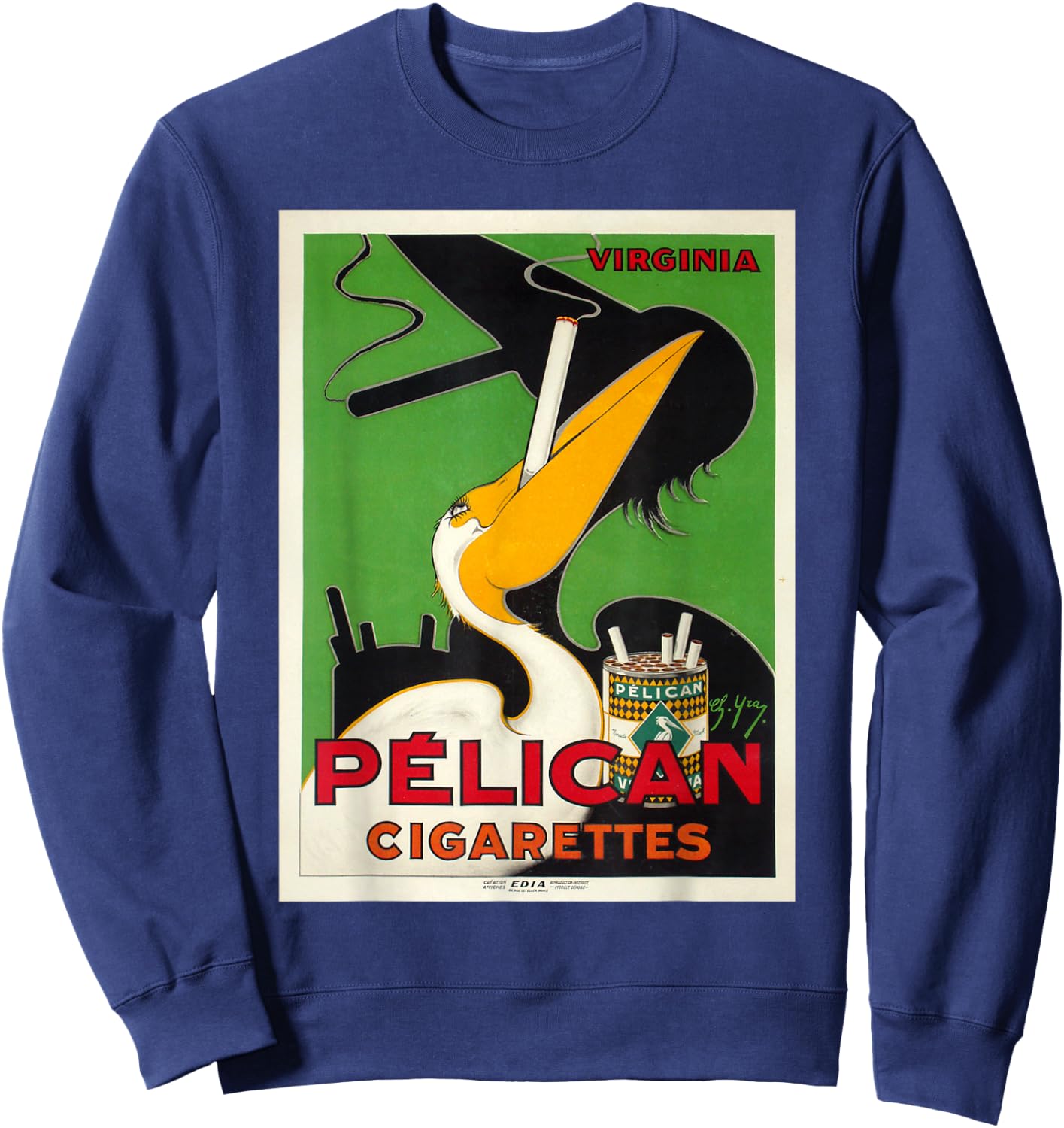 Retro Vintage Pelikan Cigarettes Virginia Poster Sweatshirt - Sweatshirt | Navy