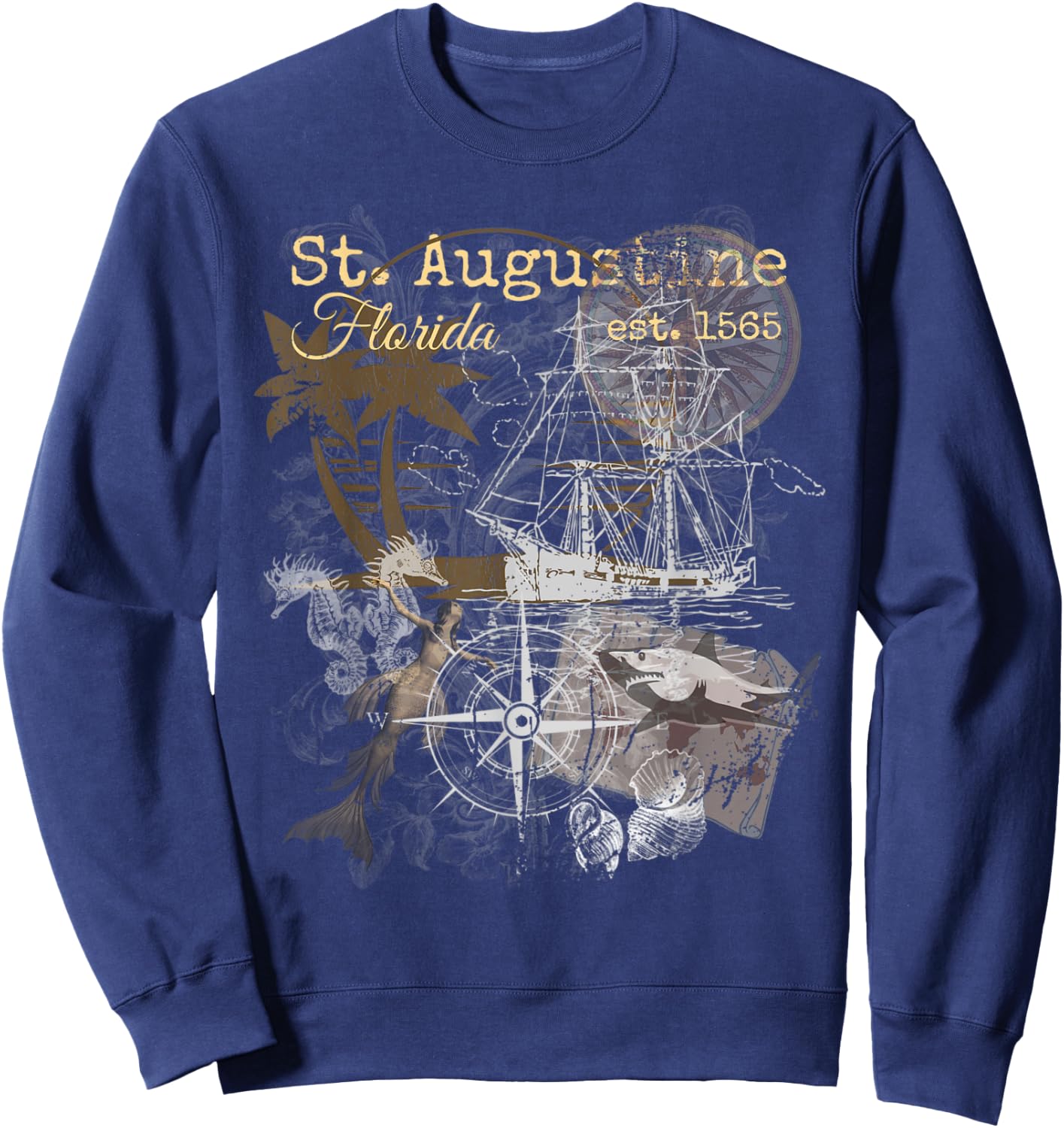 Vintage St Augustine Florida Shirt Old Historic 1565 Sweatshirt - Sweatshirt | Navy