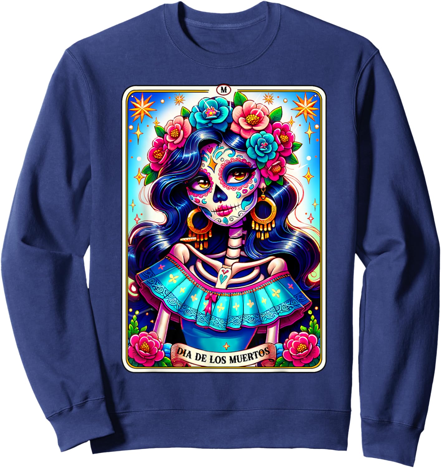 Tarot Card Dia De Los Muertos Woman Catrina Day Of The Dead Sweatshirt - Sweatshirt | Navy
