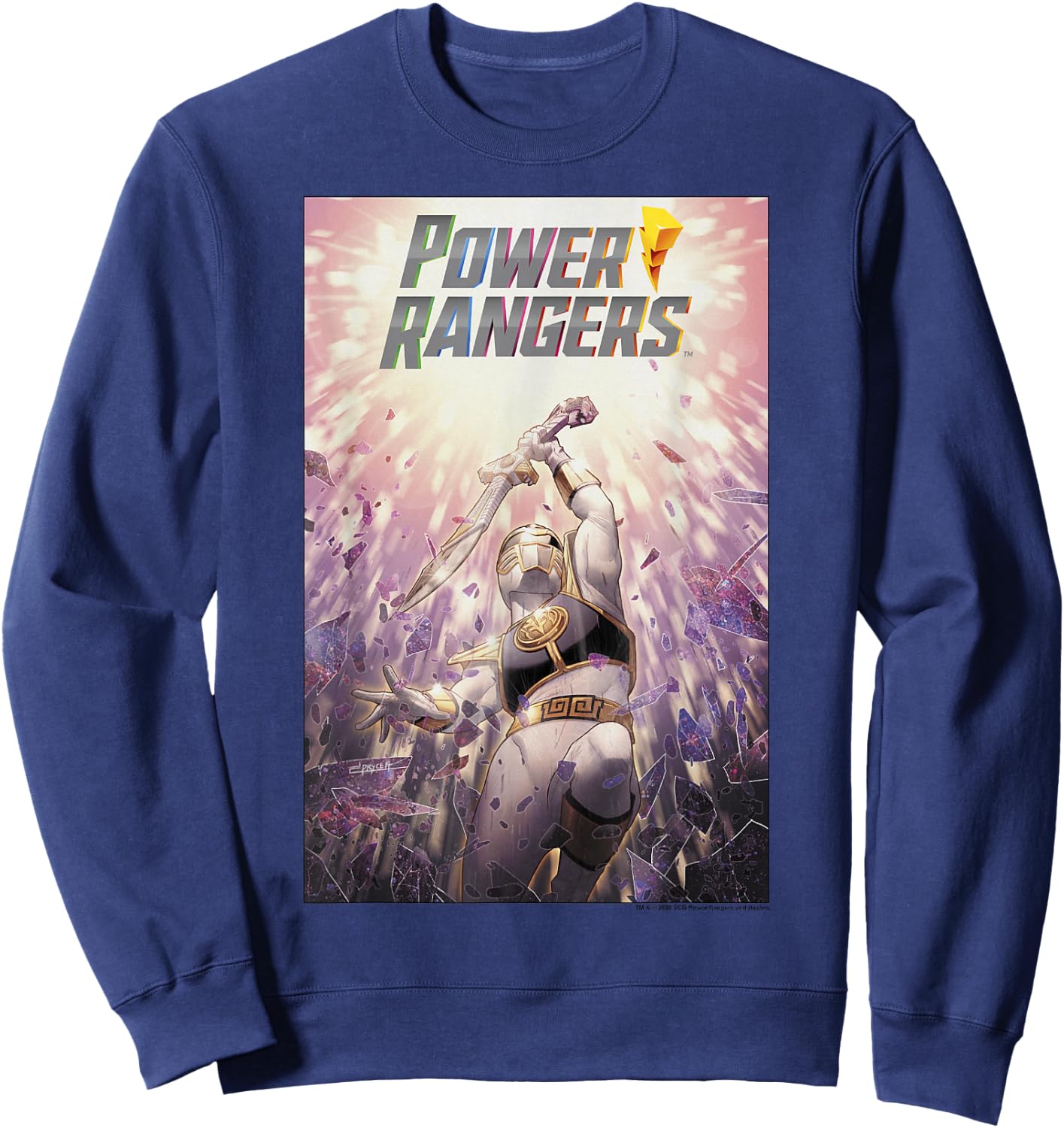 Power Rangers Mighty Morphing Group Battle Comic Poster Sweatshirt - Sweatshirt | Navy