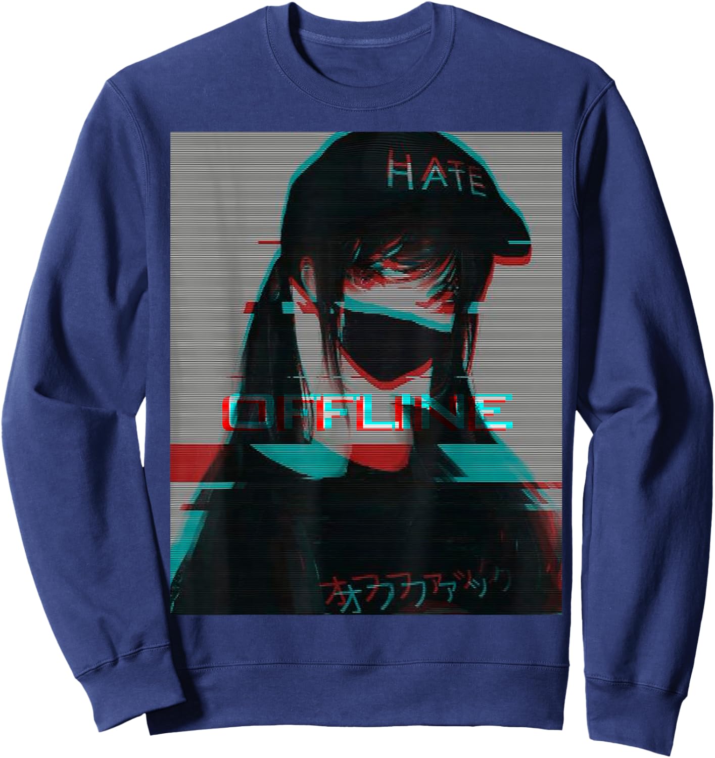Aesthetic Vaporwave Japanese Futurism Anime Retro Hentai Sweatshirt - Sweatshirt | Navy
