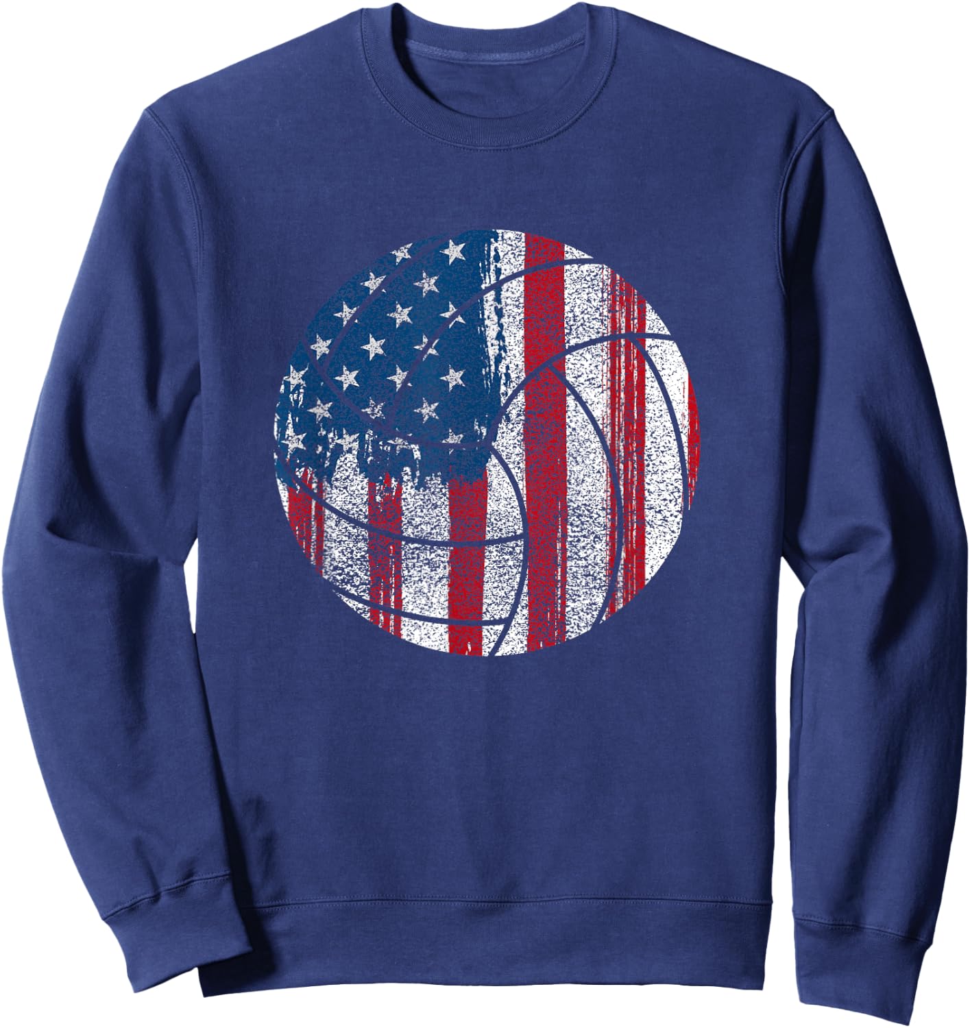 Patriotic Volleyball-American Flag Volleyball USA Sweatshirt - Sweatshirt | Navy